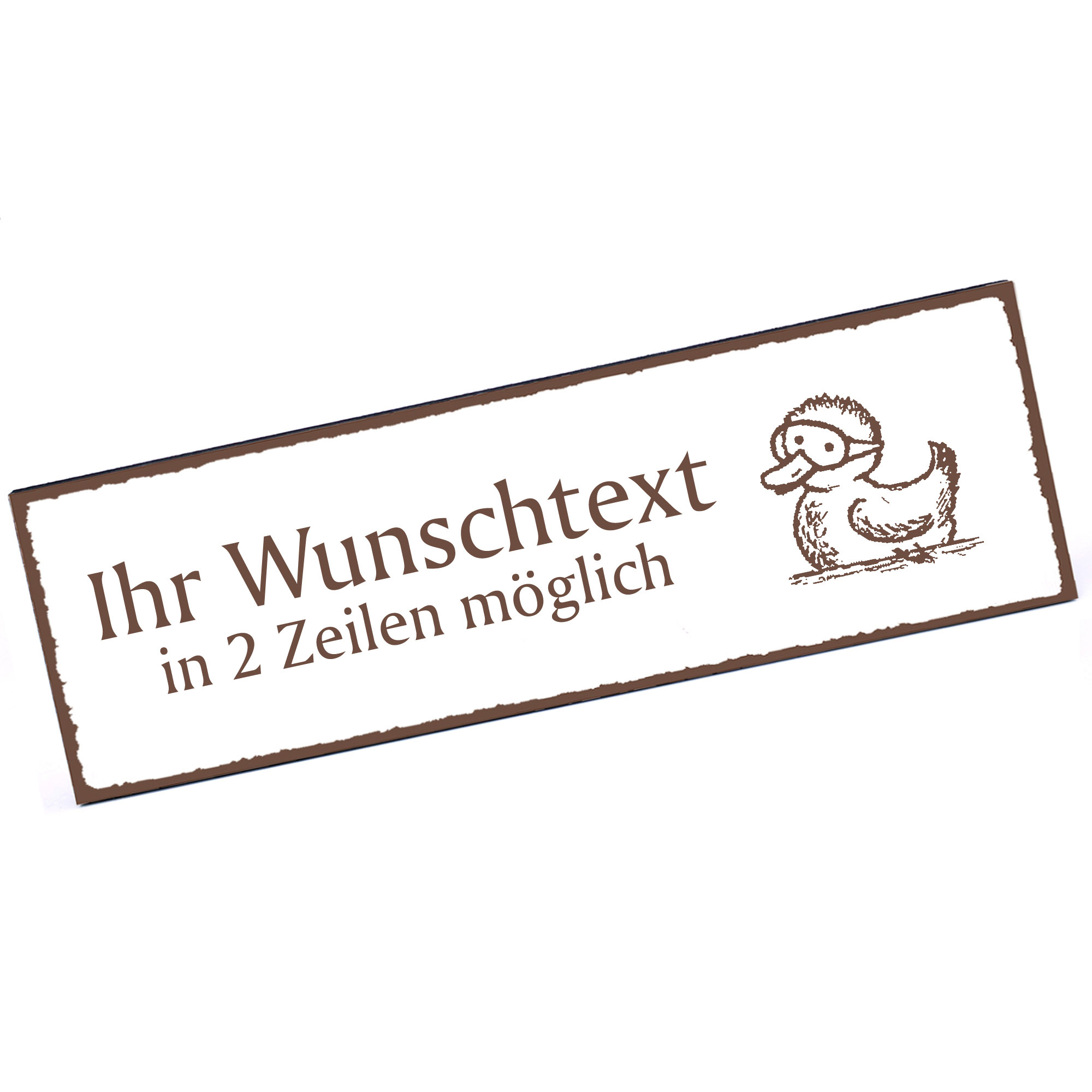 Türschild Ente mit Taucherbrille  Namensschild personalisiert mit Gravur - 150mm x 50mm - selbstkleb