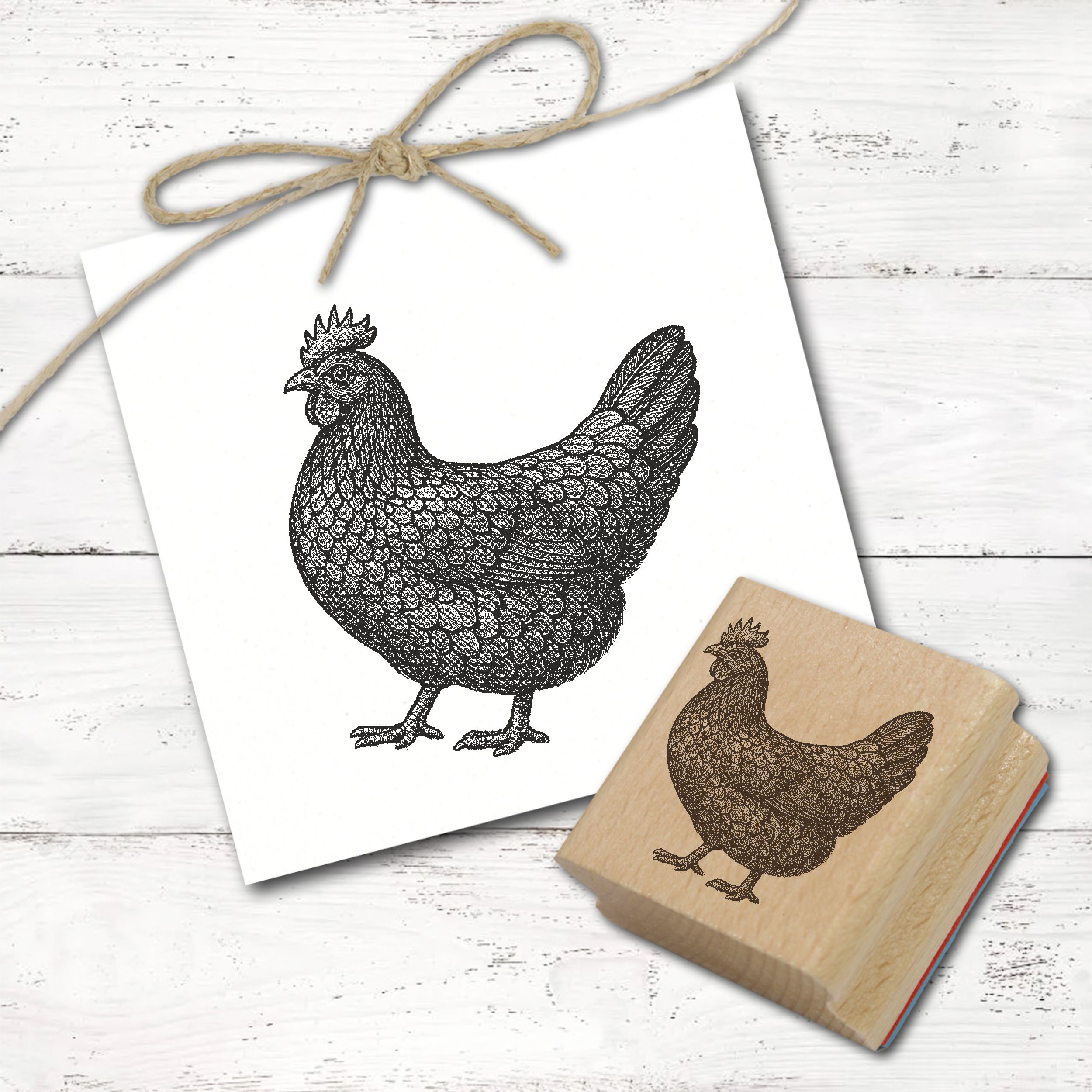 Motivstempel Augsburger Huhn - 3 Größen wählbar - Hühner Stempel Holzstempel