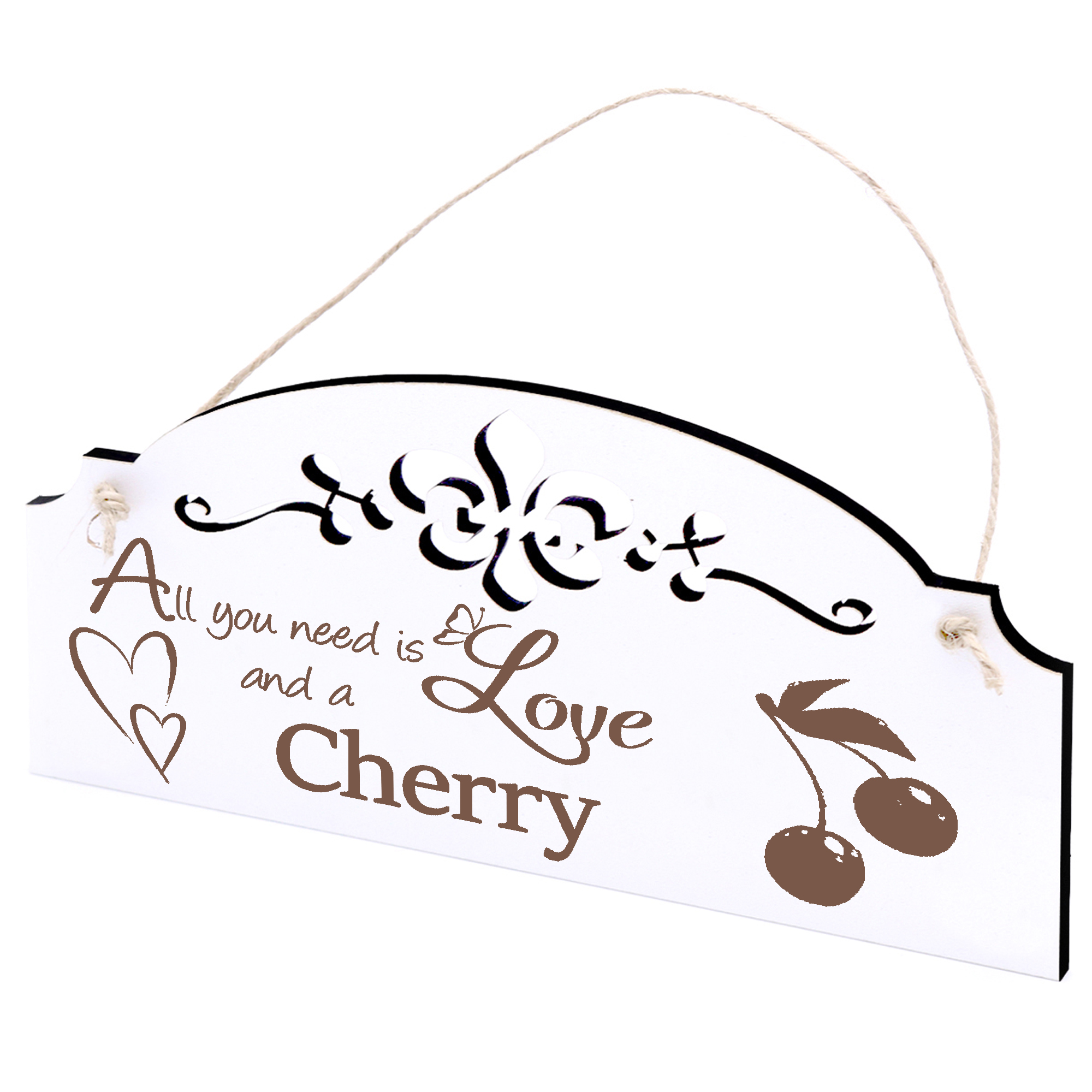 Schild Kirsche Deko 20x10cm - All you need is Love and a Cherry - Holz