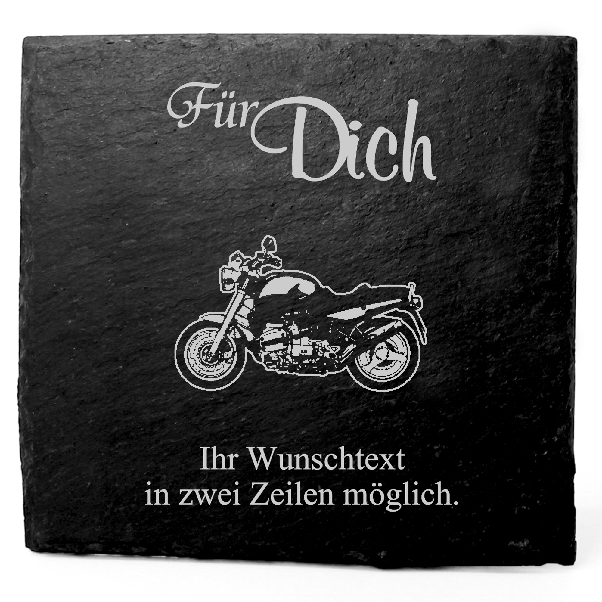 Deko Schiefer Untersetzer personalisiert Motorrad - Für Dich - 11x11cm