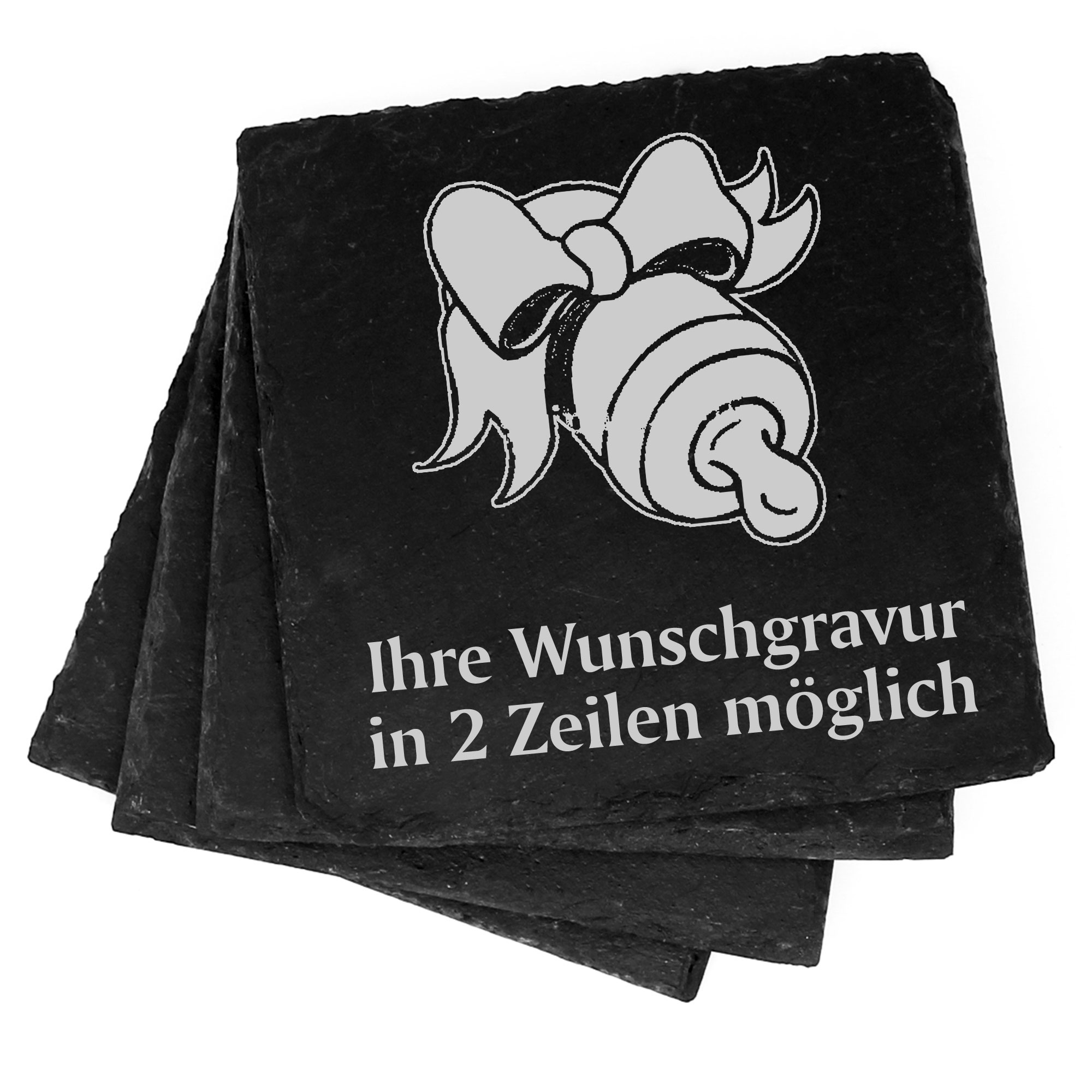 4x Nuckelflasche Deko Schiefer Untersetzer Wunschgravur Set - 11 x 11 cm