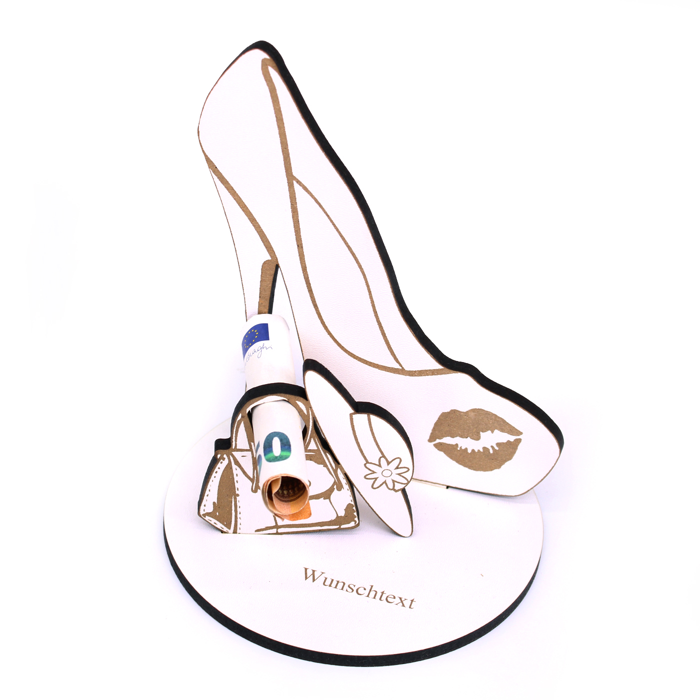 Geldgeschenk Shopping Gutschein Schuhe - High Heel mit Wunschtext - Gutschein Geschenk Shoppen