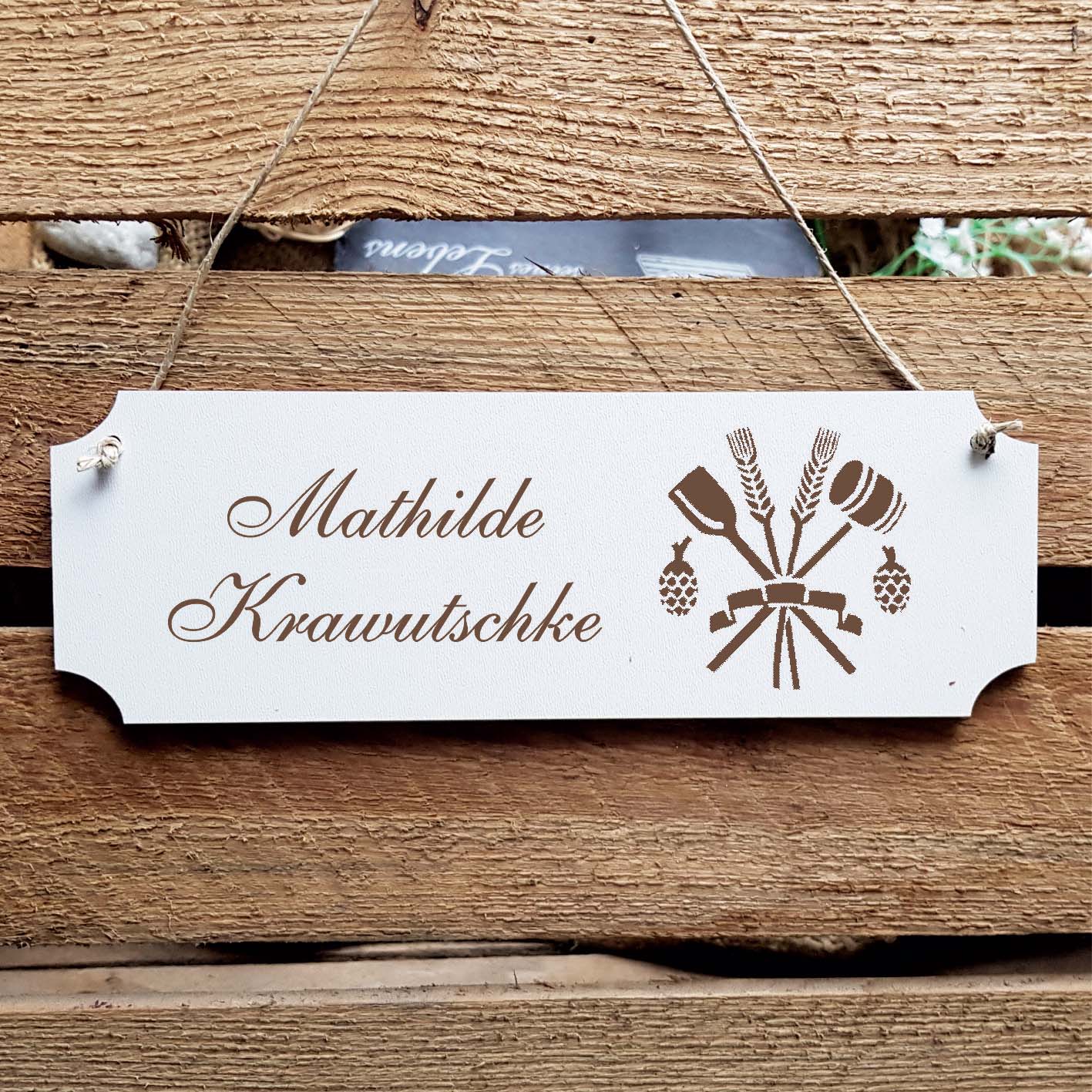 Schild « Brauer Brauerei » Namensschild Türschild zum Anhängen - 20 x 6,7 cm