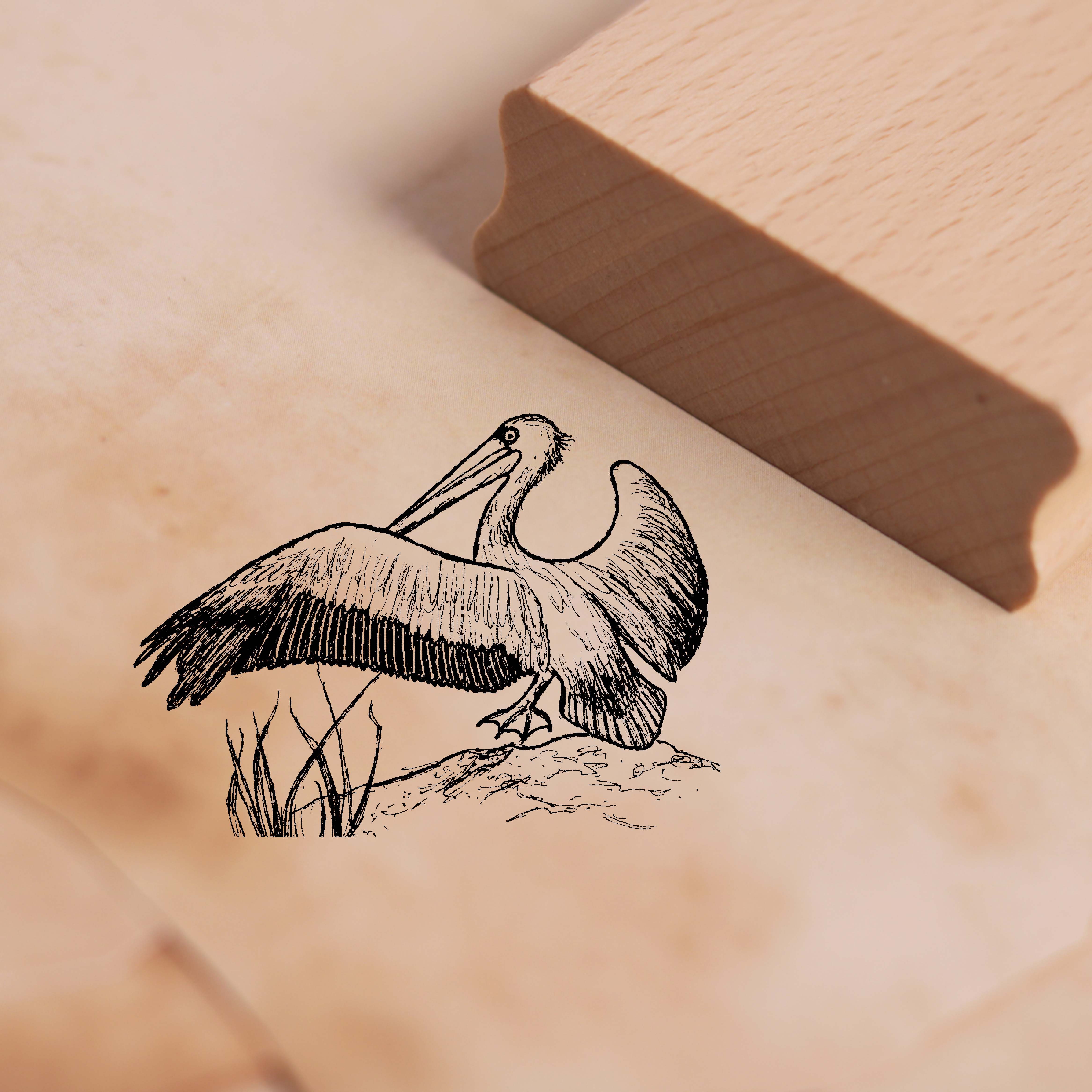 Motivstempel Fliegender Pelikan Stempel 48 x 36 mm