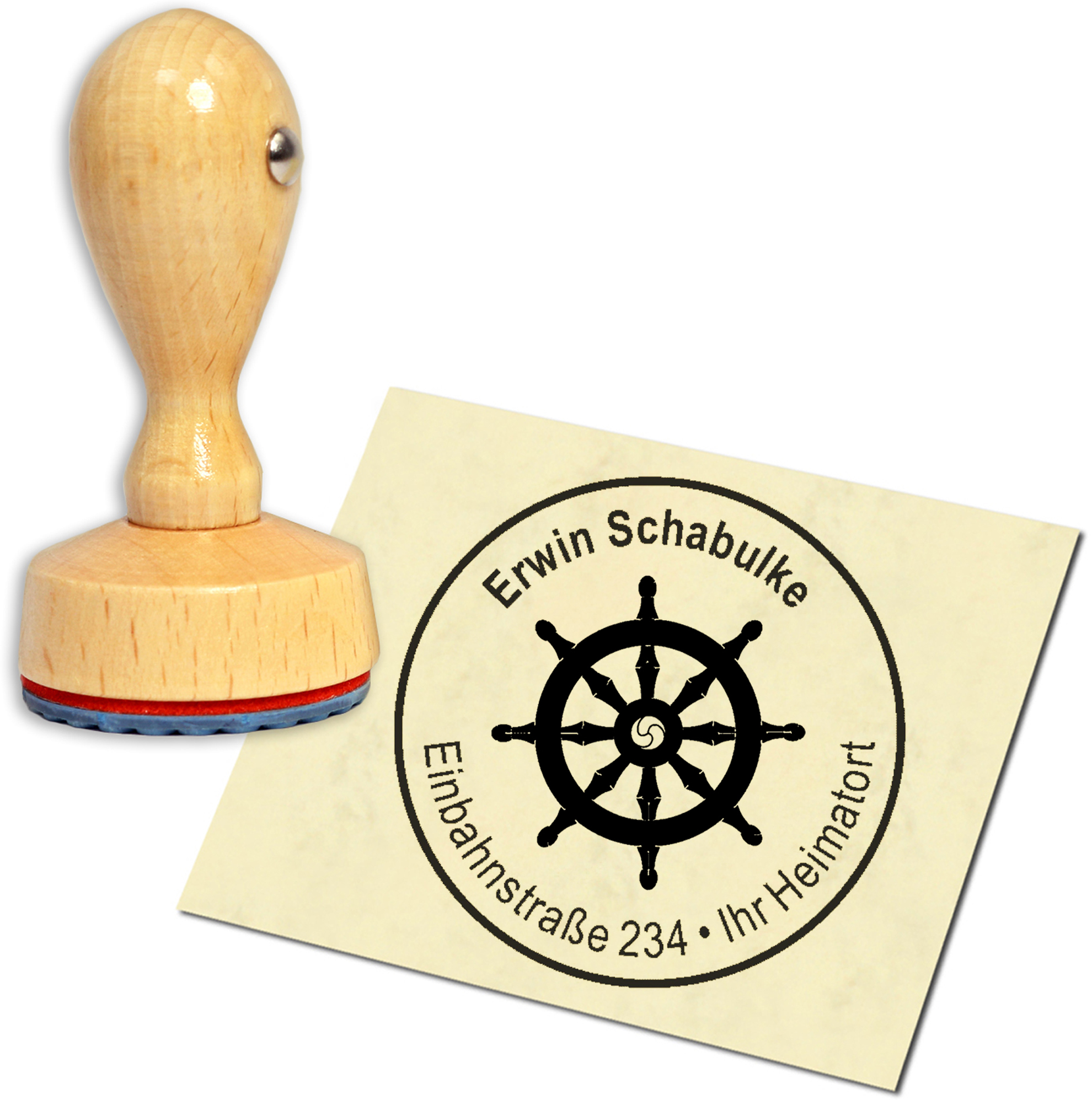 Stempel Adressstempel Holzstempel - Buddhismusrad - rund 40mm