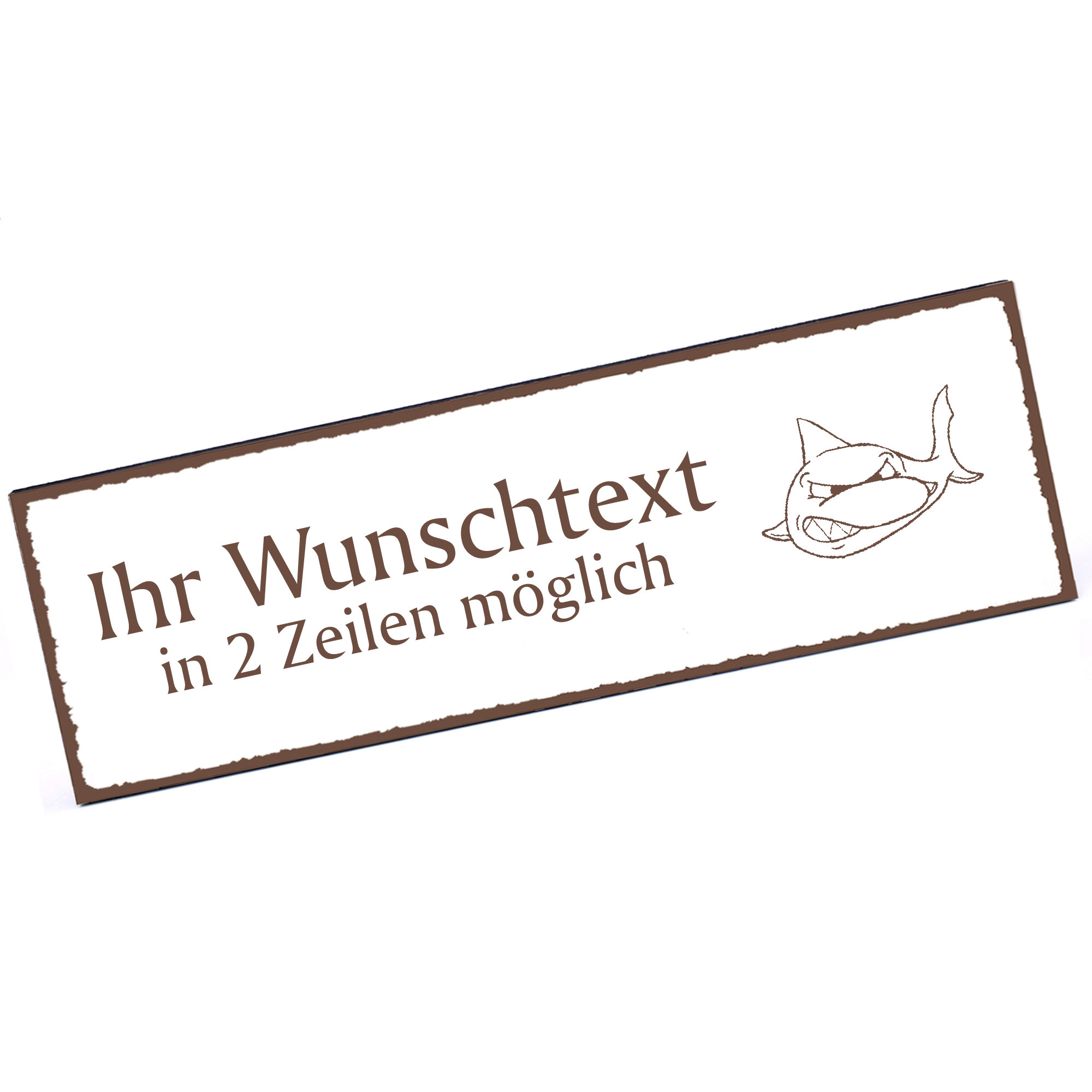 Türschild lachender Hai  Namensschild personalisiert mit Gravur - 150mm x 50mm - selbstklebend
