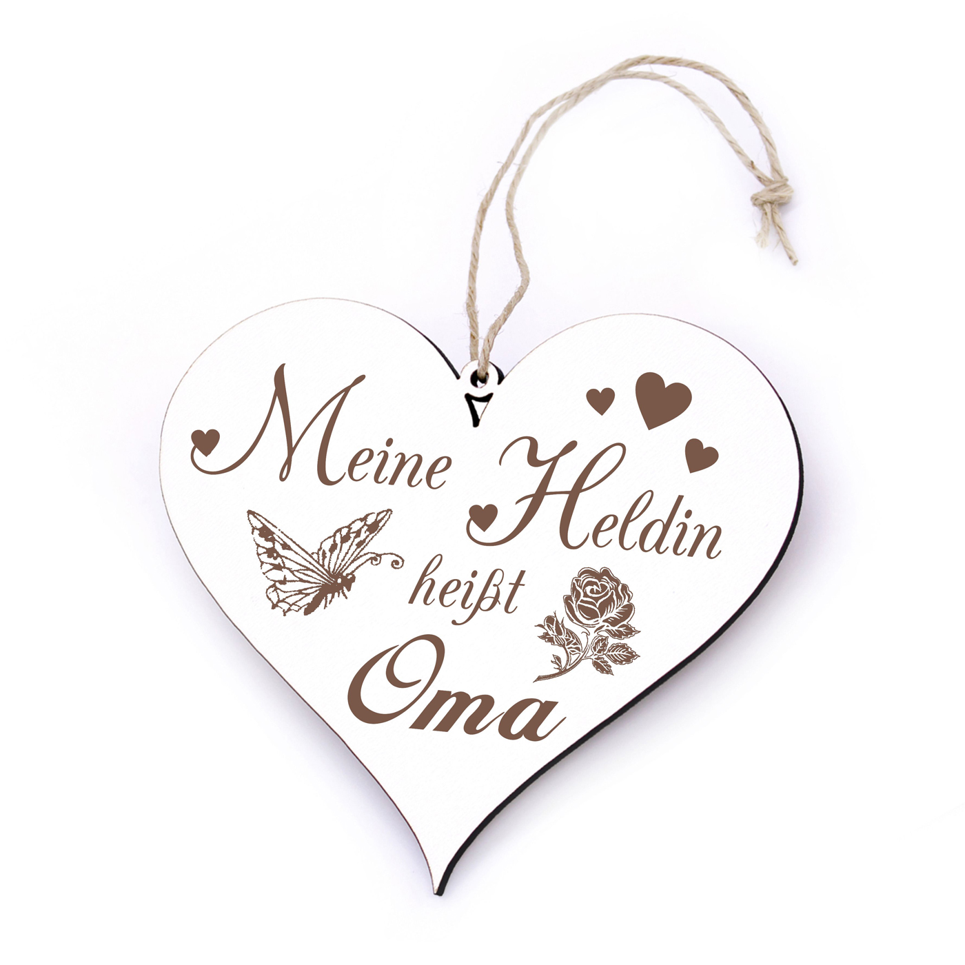 Oma Schild Herz aus Holz - meine Oma Heldin heißt Oma - 13x12cm