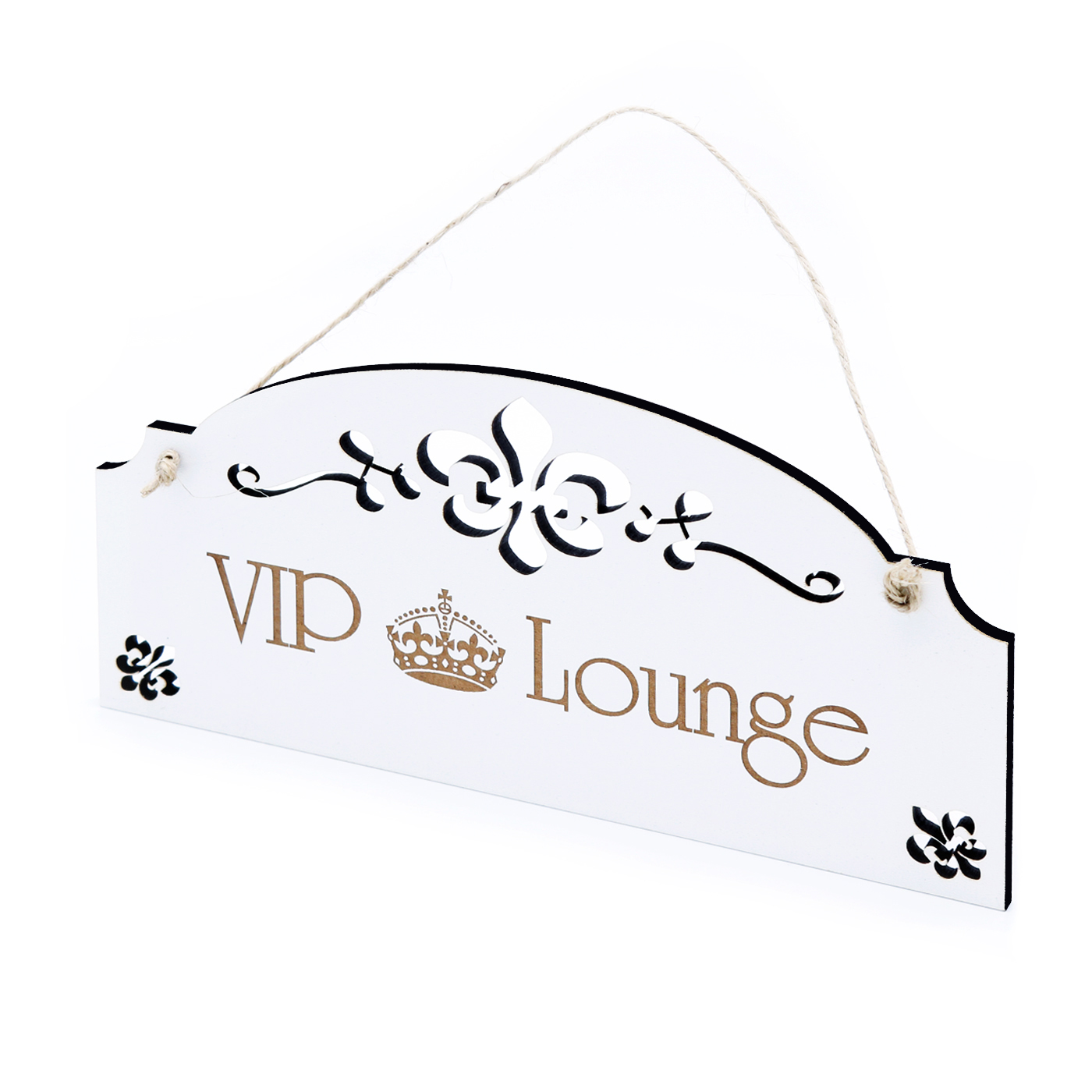 Schild VIP Lounge Krone - Vintage Türschild mit Ornamenten