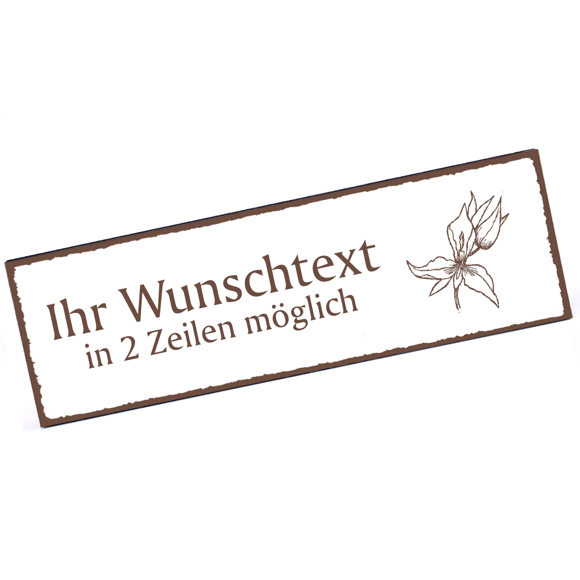 Türschild Orchidee  Namensschild personalisiert mit Gravur - 150mm x 50mm - selbstklebend