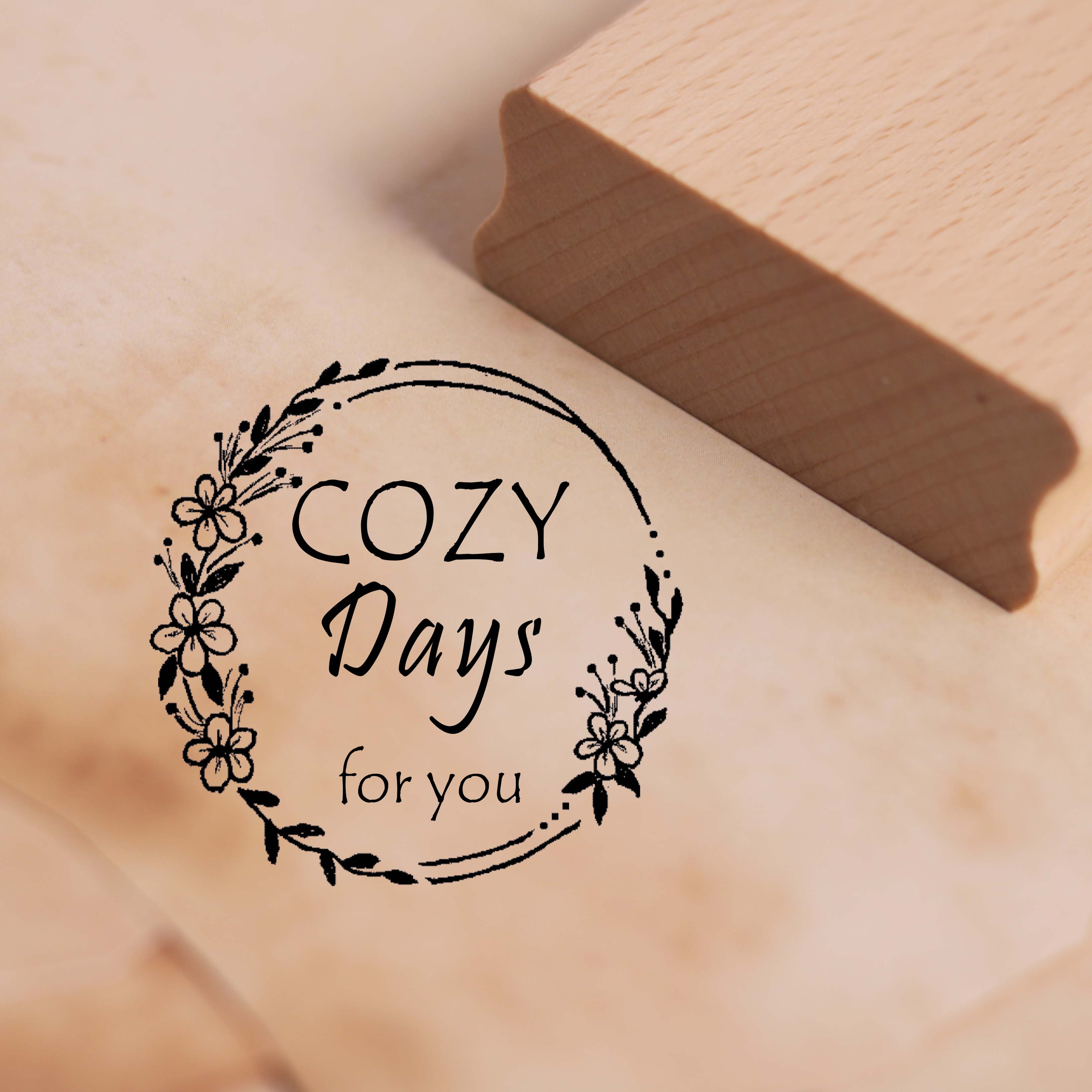 Motivstempel Cozy Days for you - Stempel Holzstempel 48 x 48 mm