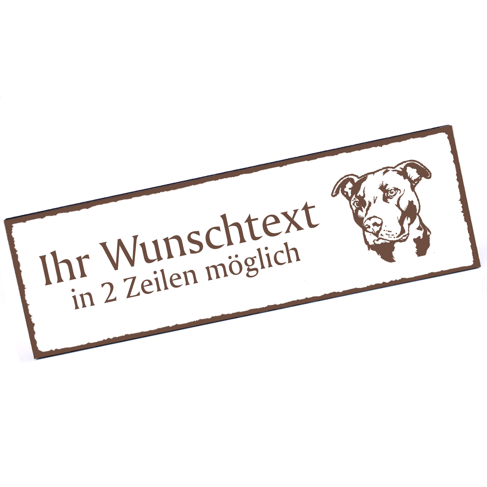 Türschild American Pit Bull Terrier Kopf  Namensschild personalisiert mit Gravur - 150mm x 50mm - se