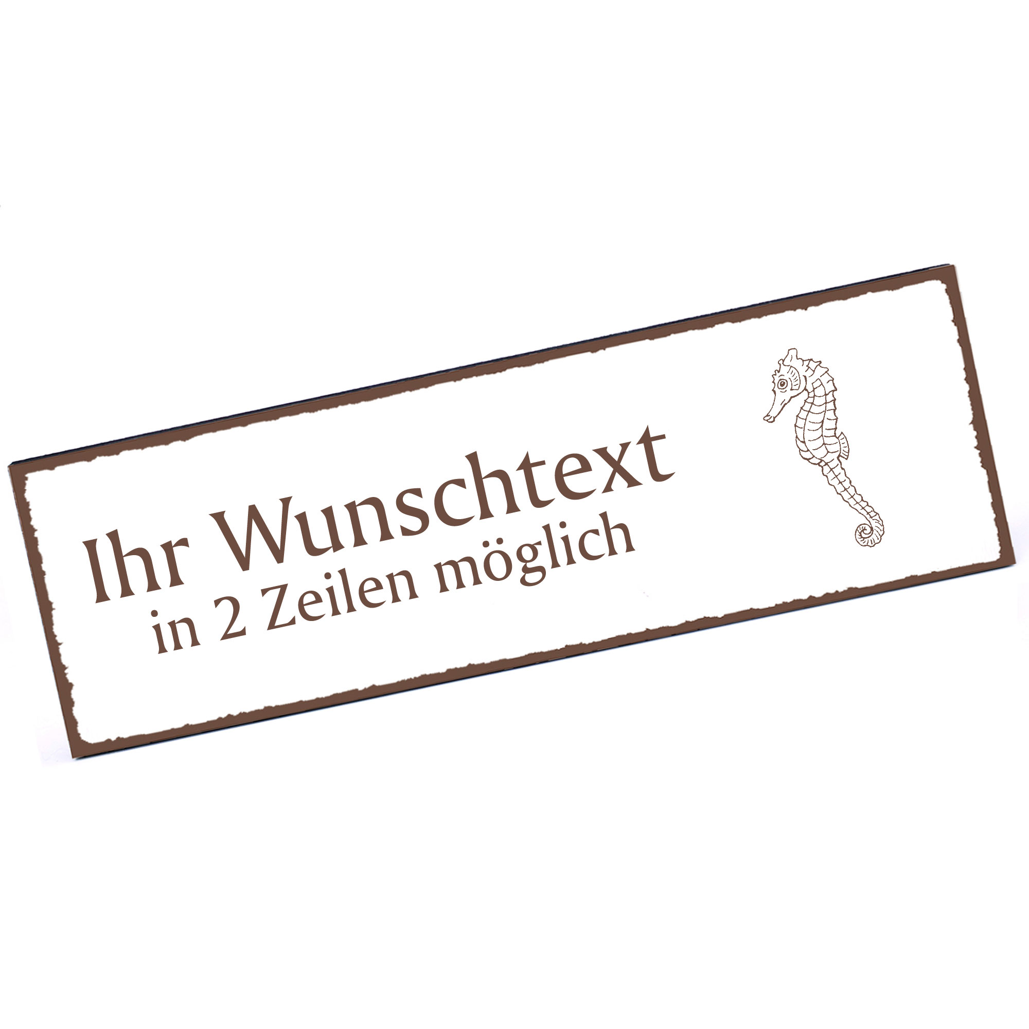 Türschild Seepferdchen  Namensschild personalisiert mit Gravur - 150mm x 50mm - selbstklebend