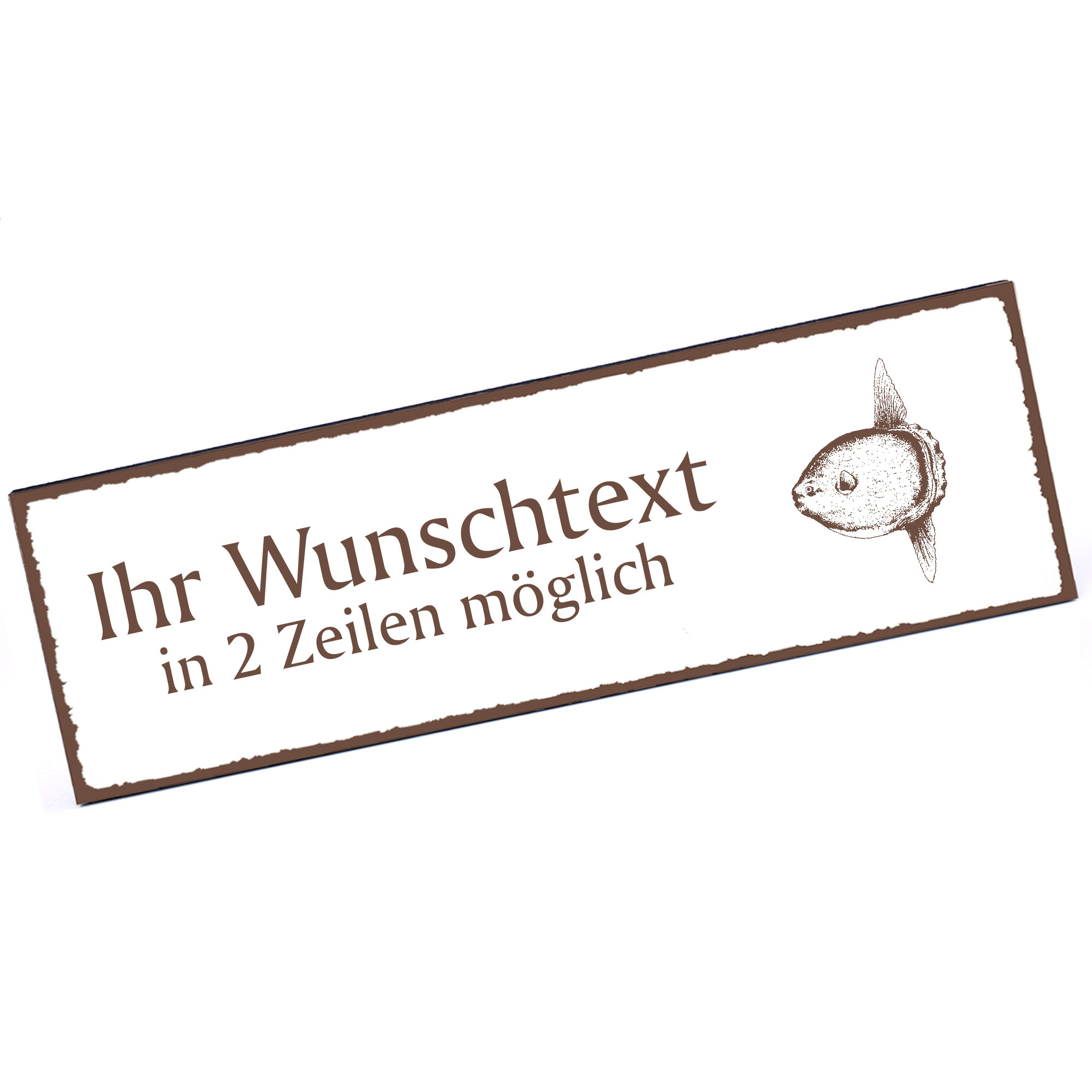 Türschild Mondfisch  Namensschild personalisiert mit Gravur - 150mm x 50mm - selbstklebend