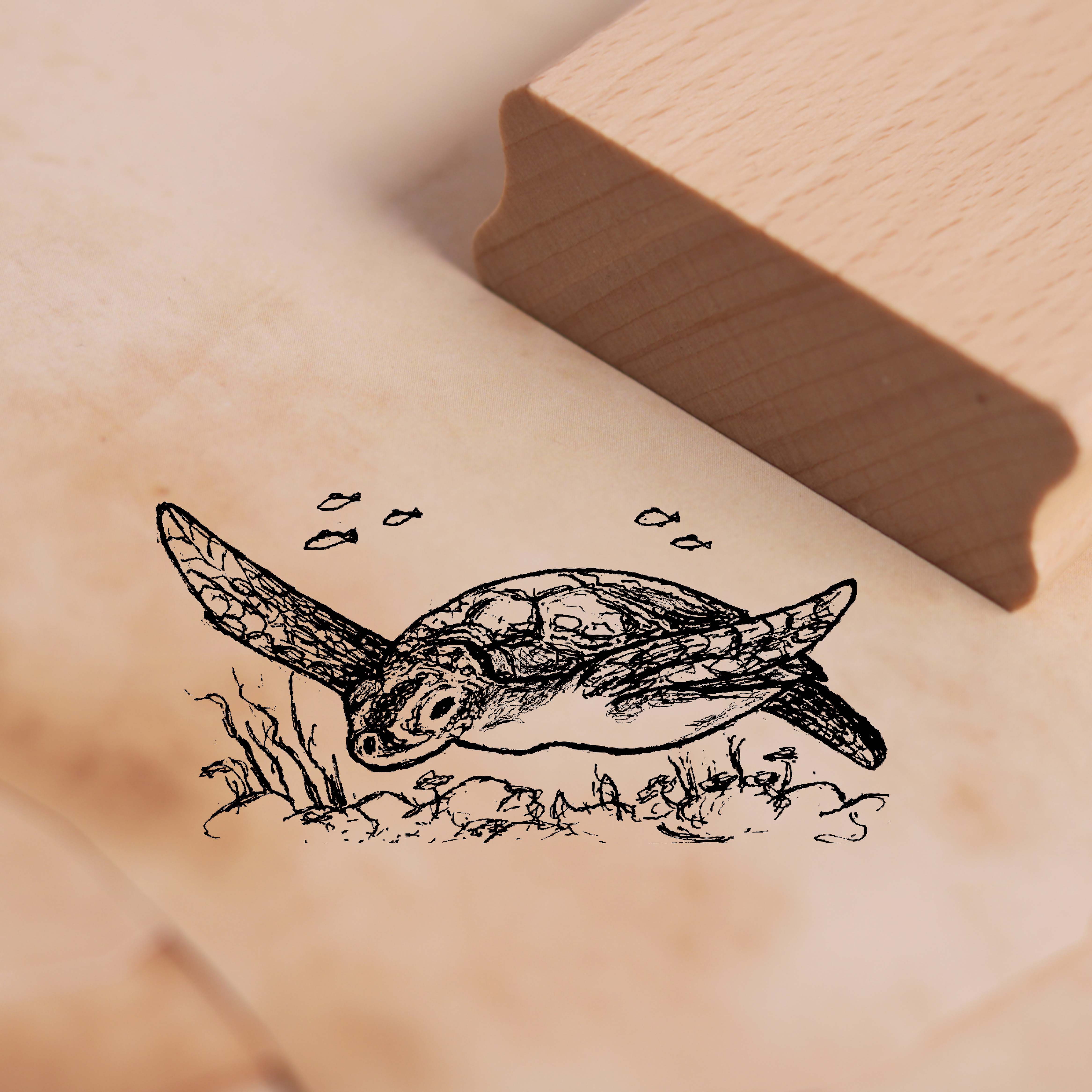 Motivstempel Schwimmende Wasserschildkröte - Stempel 58 x 28 mm