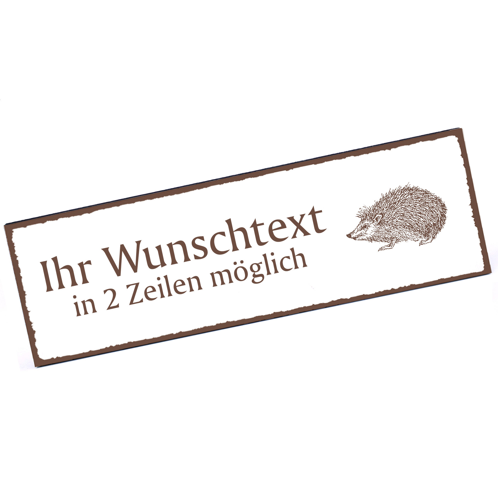 Türschild Igel  Namensschild personalisiert mit Gravur - 150mm x 50mm - selbstklebend