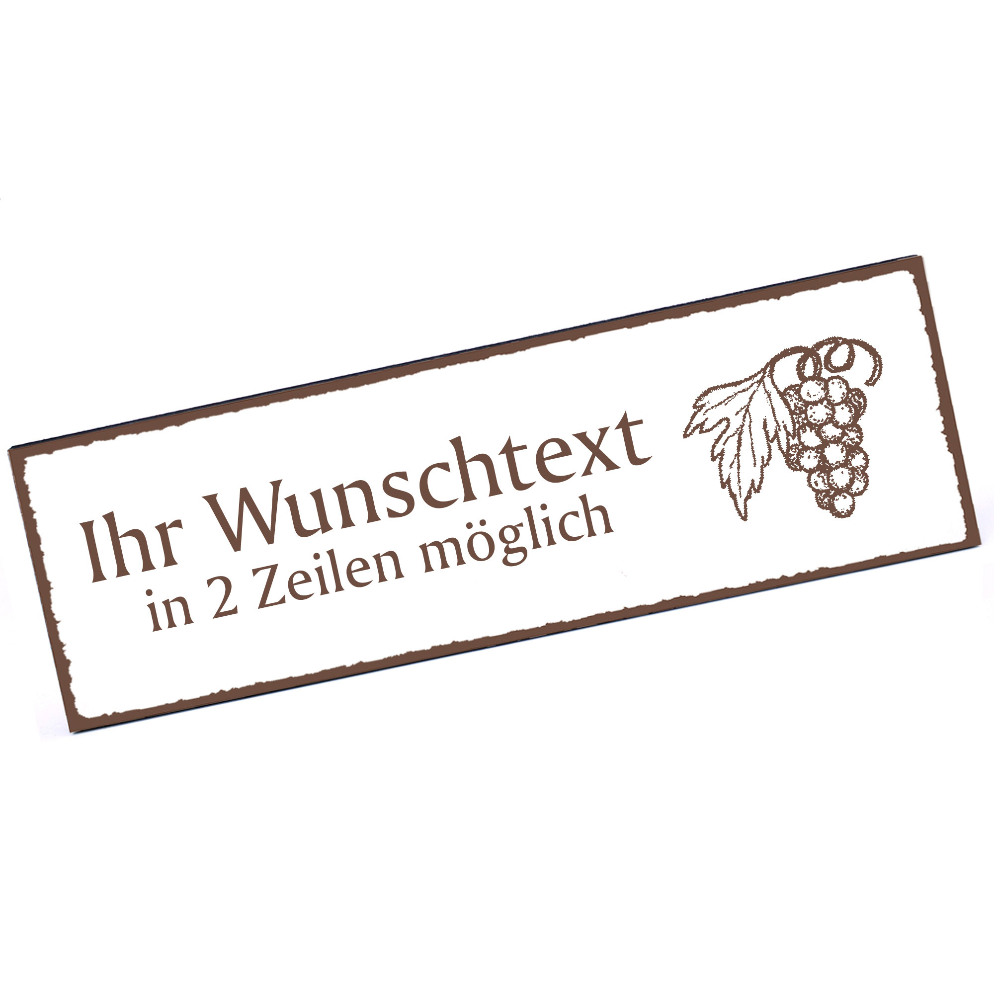 Türschild Weintraube  Namensschild personalisiert mit Gravur - 150mm x 50mm - selbstklebend