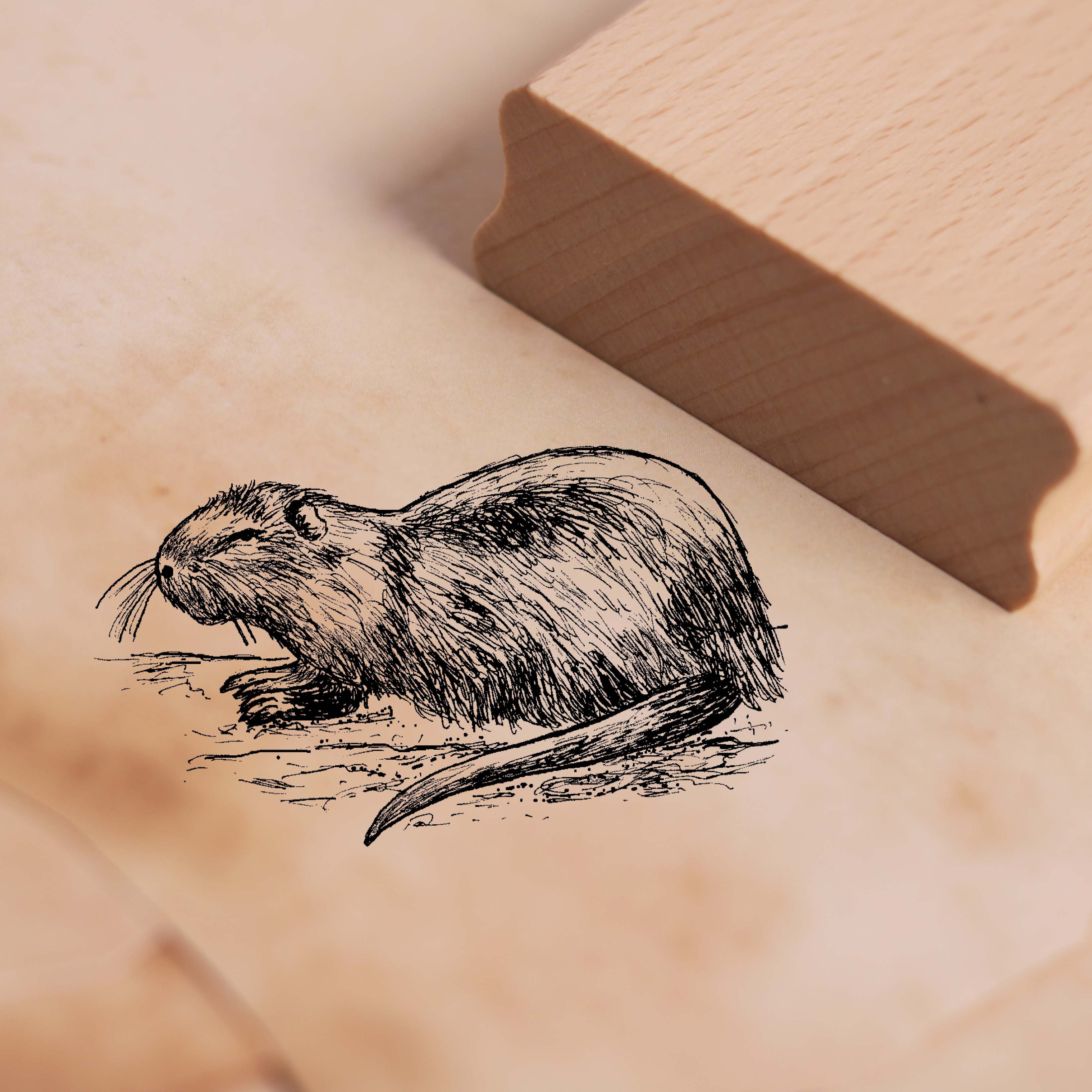 Motivstempel Nutria - Biberratte Stempel 48 x 28 mm