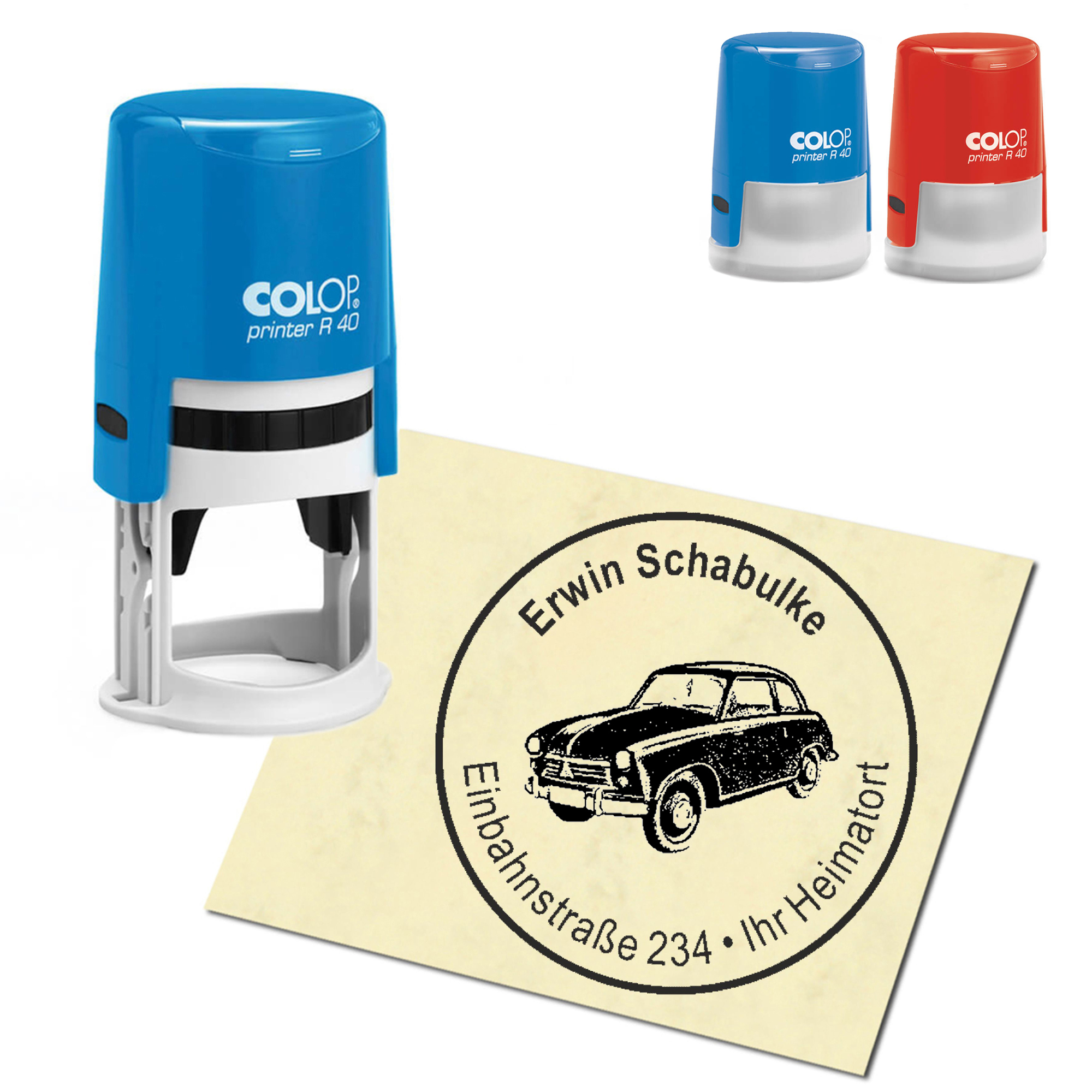 Stempel Adressstempel personalisiert - Oldtimer - rund &empty; 40mm