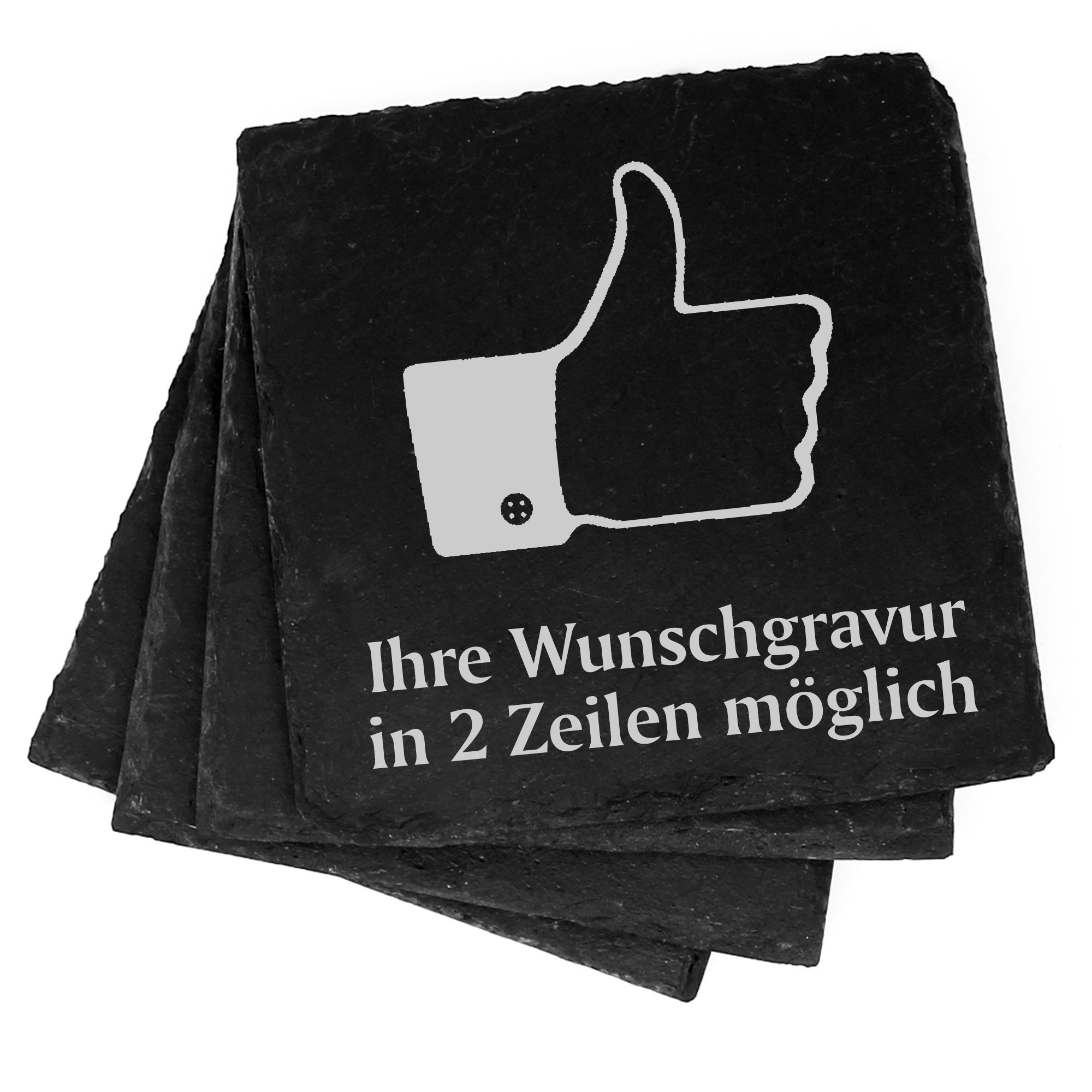 4x Like Deko Schiefer Untersetzer Wunschgravur Set - 11 x 11 cm