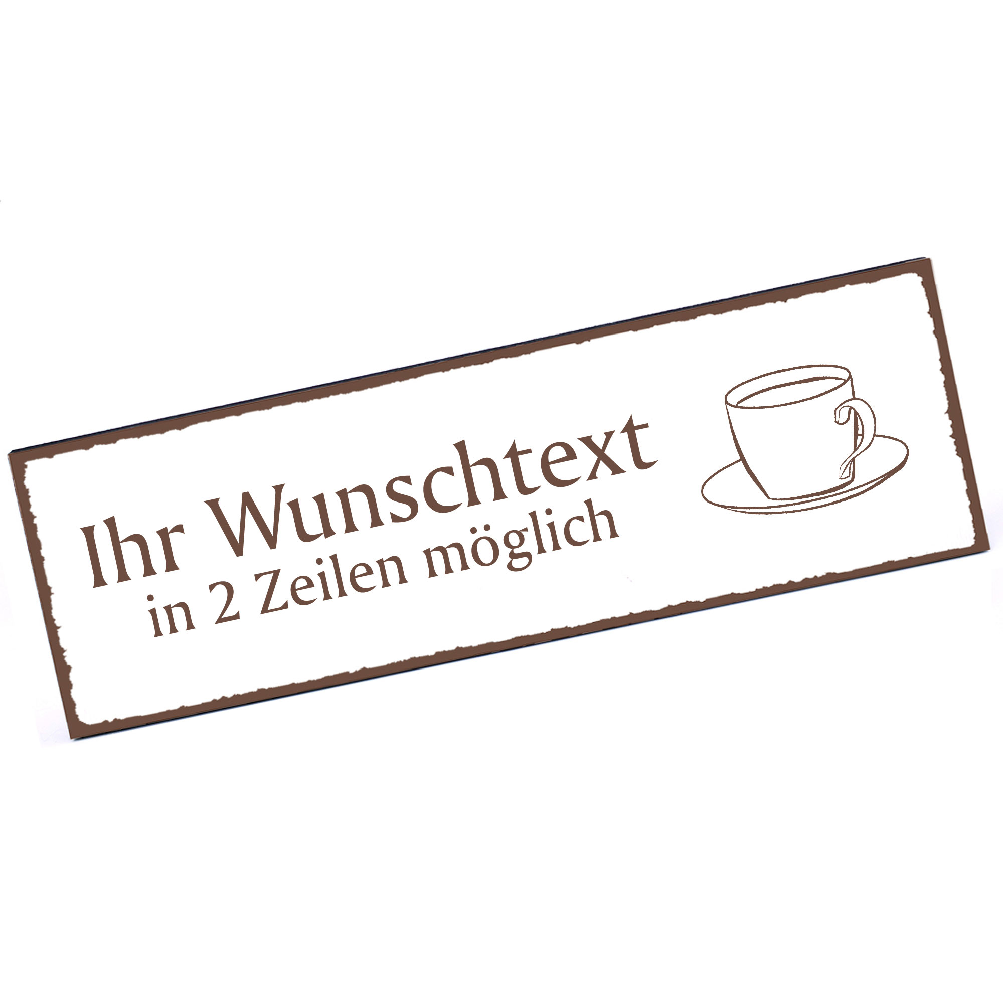 Türschild Kaffeetasse  Namensschild personalisiert mit Gravur - 150mm x 50mm - selbstklebend