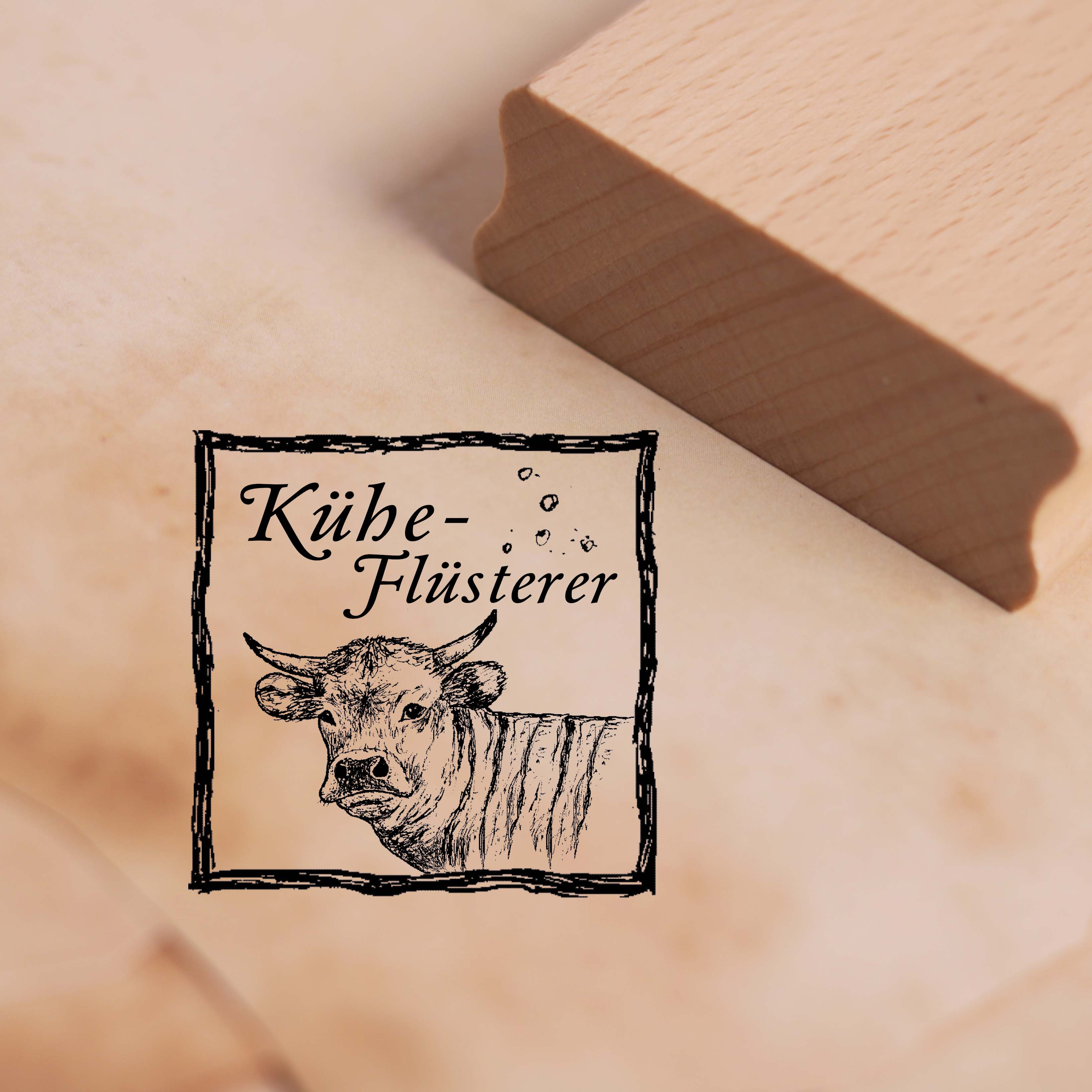 Motivstempel Küheflüsterer - Stempel Holzstempel 48 x 48 mm