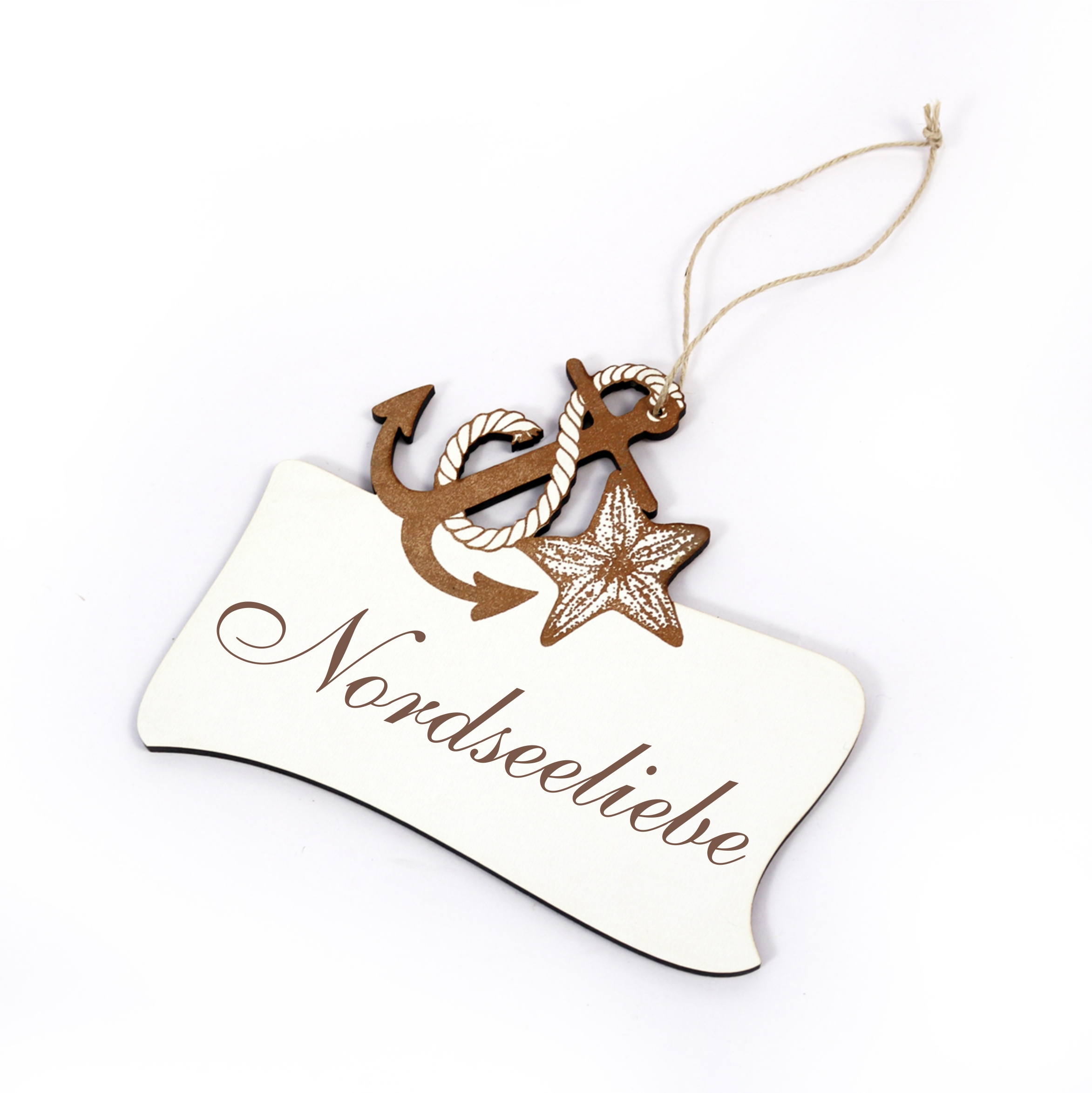 Maritimes Schild « NORDSEE LIEBE » mit Seestern und Anker