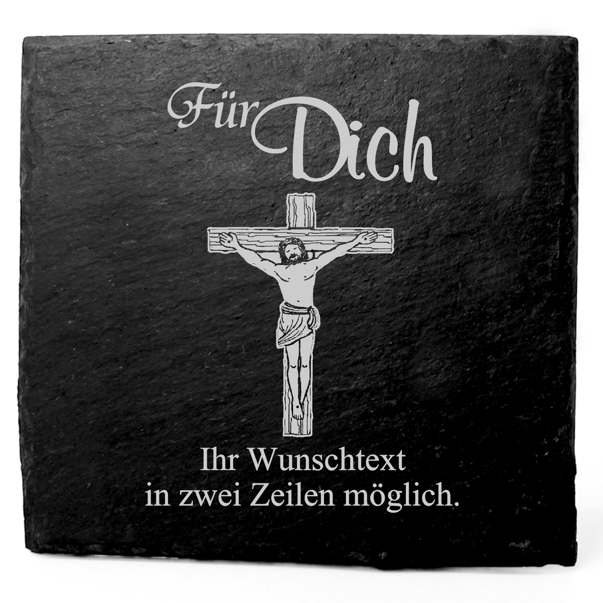 Deko Schiefer Untersetzer personalisiert Jesus - Für Dich - 11x11cm