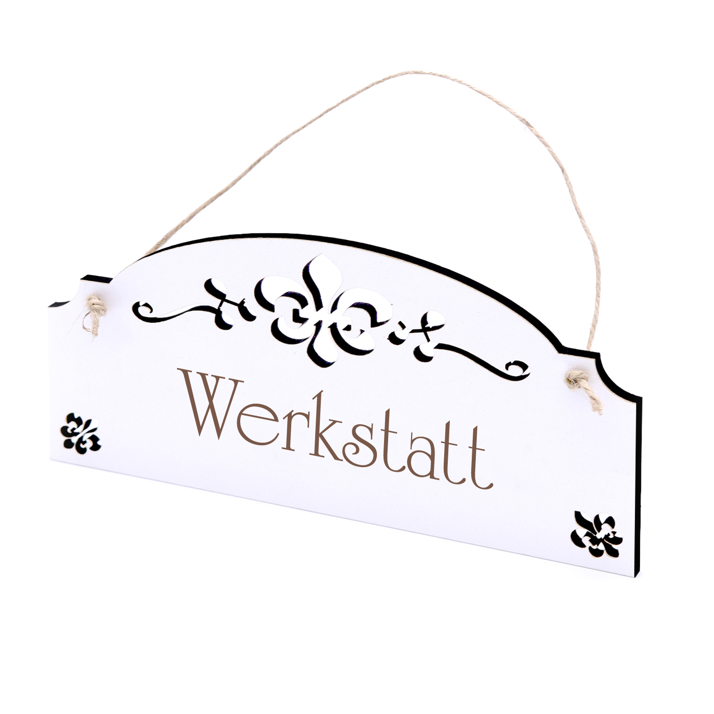 Schild Werkstatt - Vintage Türschild mit Ornamenten