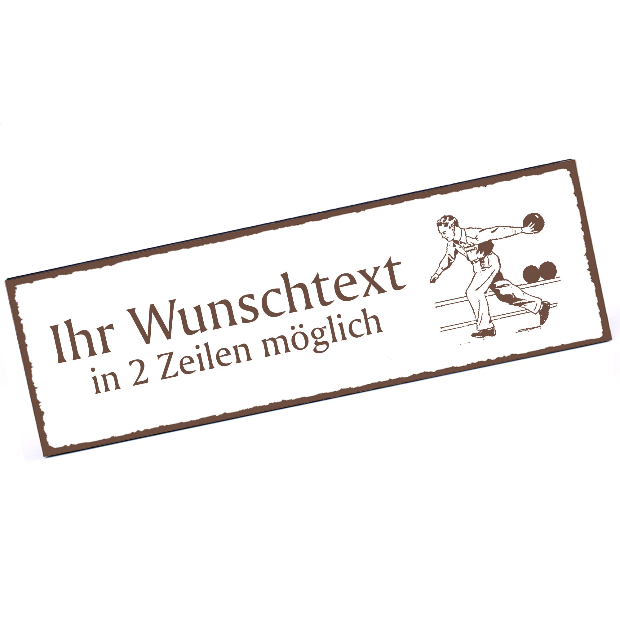 Türschild Bowler  Namensschild personalisiert mit Gravur - 150mm x 50mm - selbstklebend