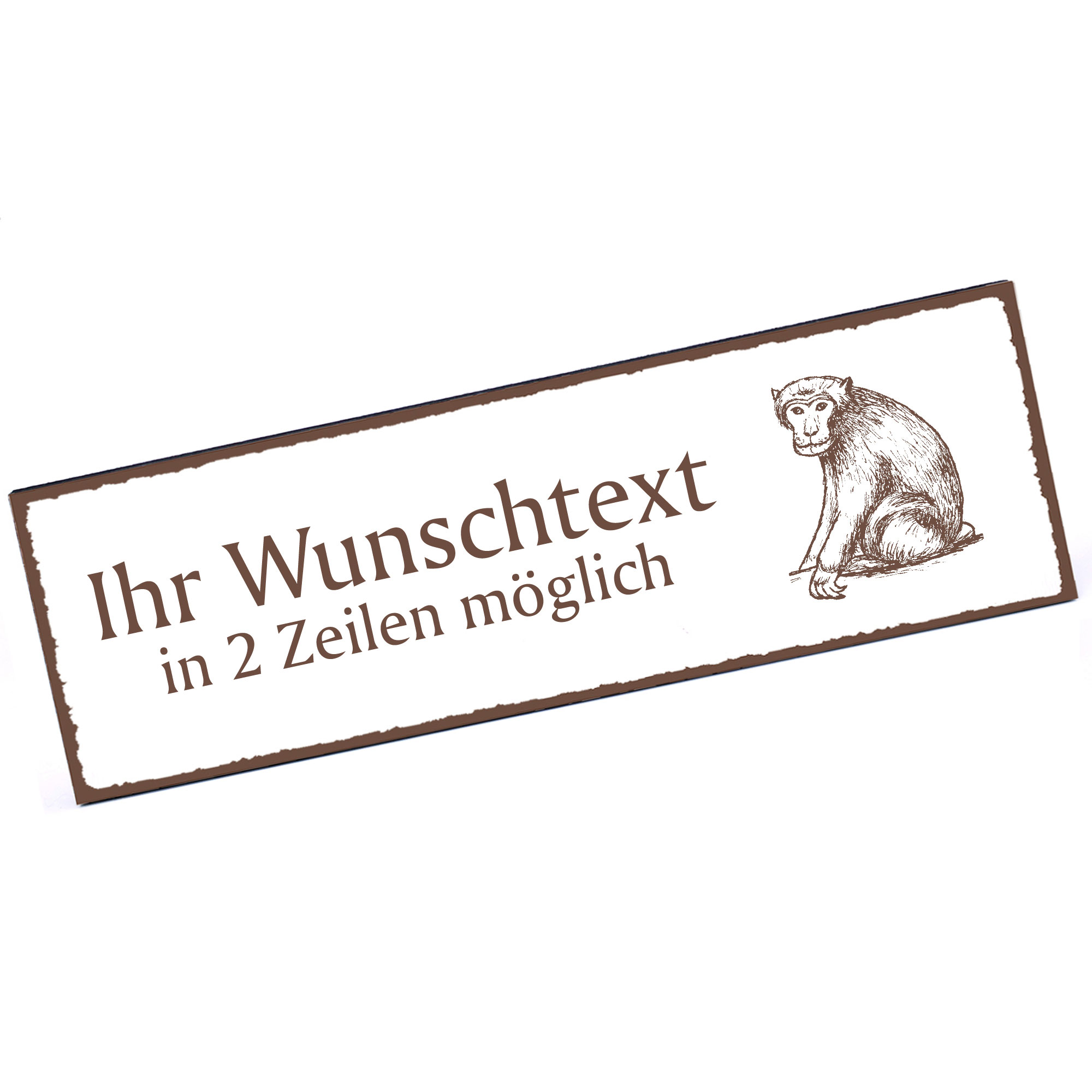 Türschild sitzender Affe  Namensschild personalisiert mit Gravur - 150mm x 50mm - selbstklebend