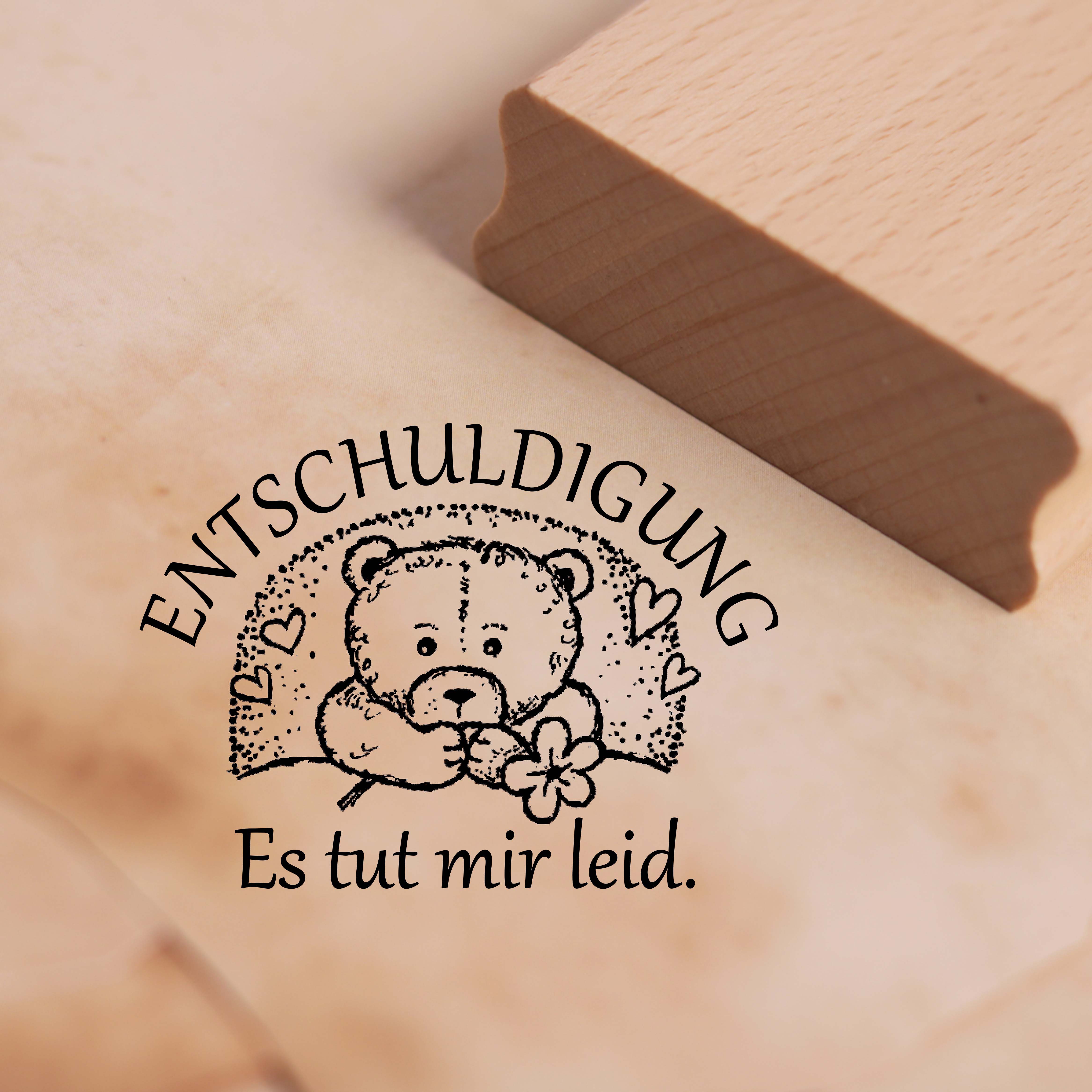 Motivstempel Entschuldigung, es tut mir leid Stempel Teddy Bär 48 x 35 mm