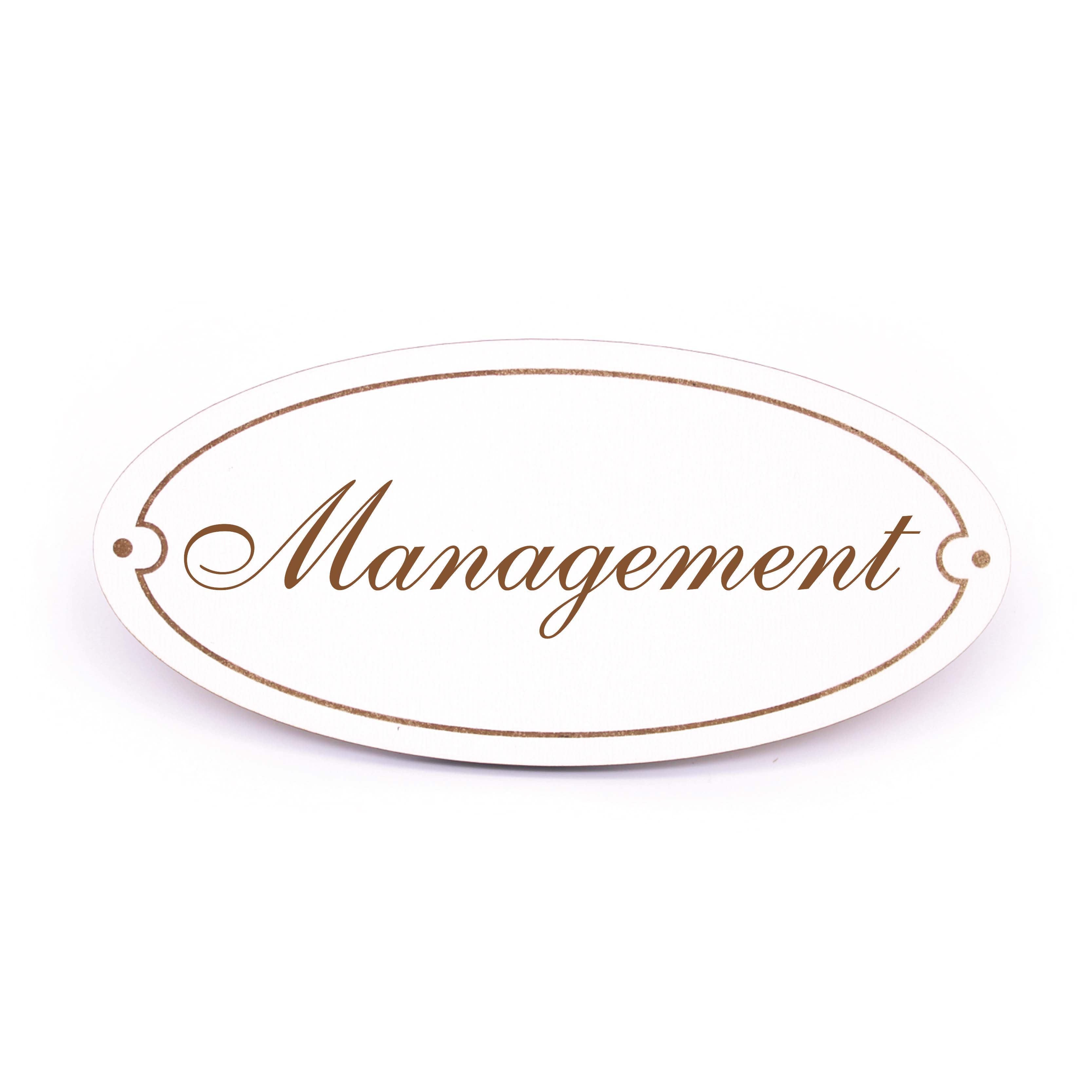 Ovales Türschild Management - selbstklebend - 15 x 7 cm