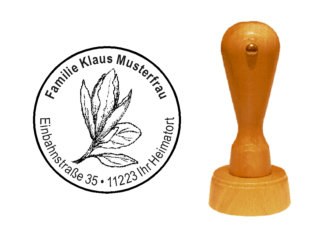 « Magnolie 1 » Holzstempel mit persönlichem Wunschtext