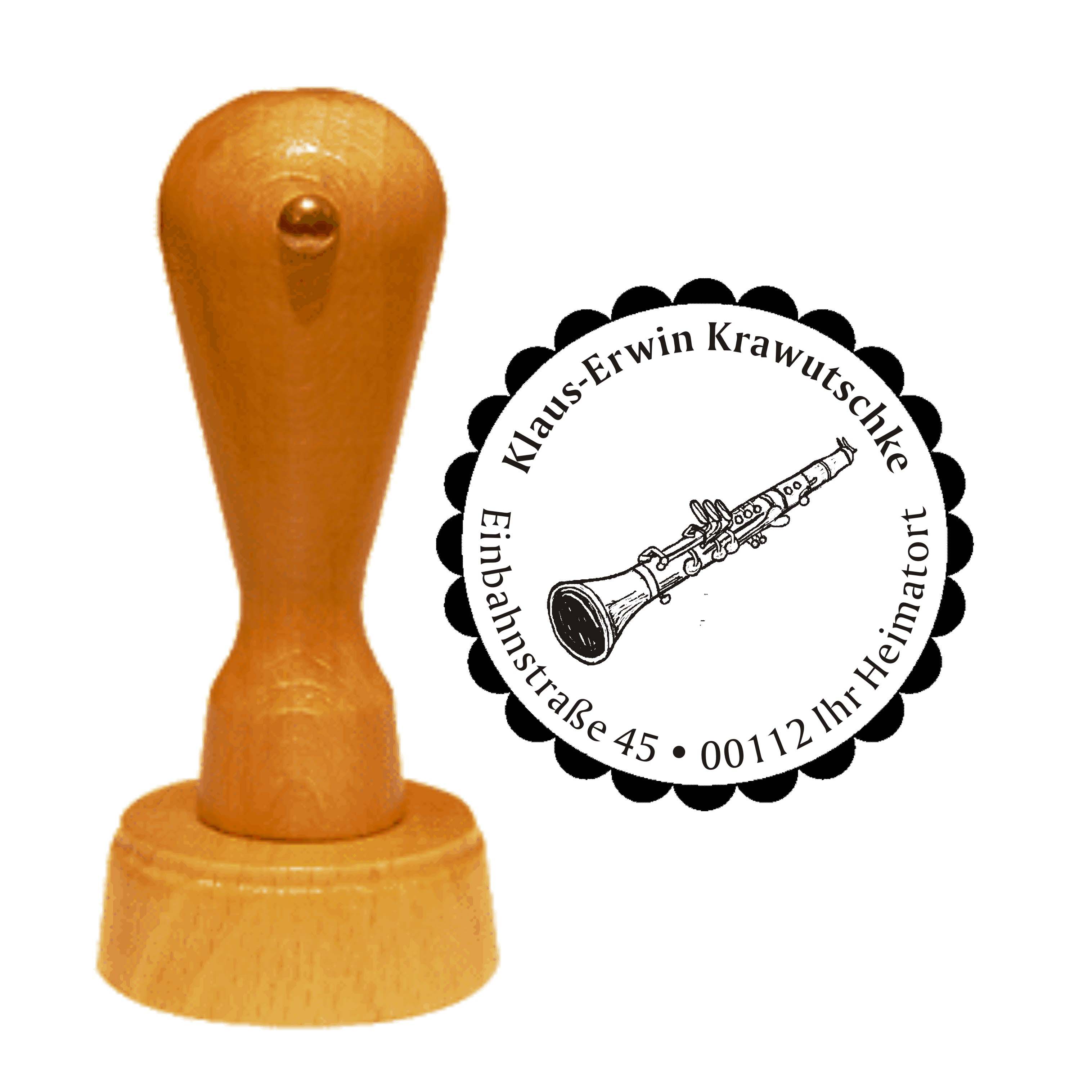 Adressenstempel « KLARINETTE 02 » Stempel Ø 40 mm