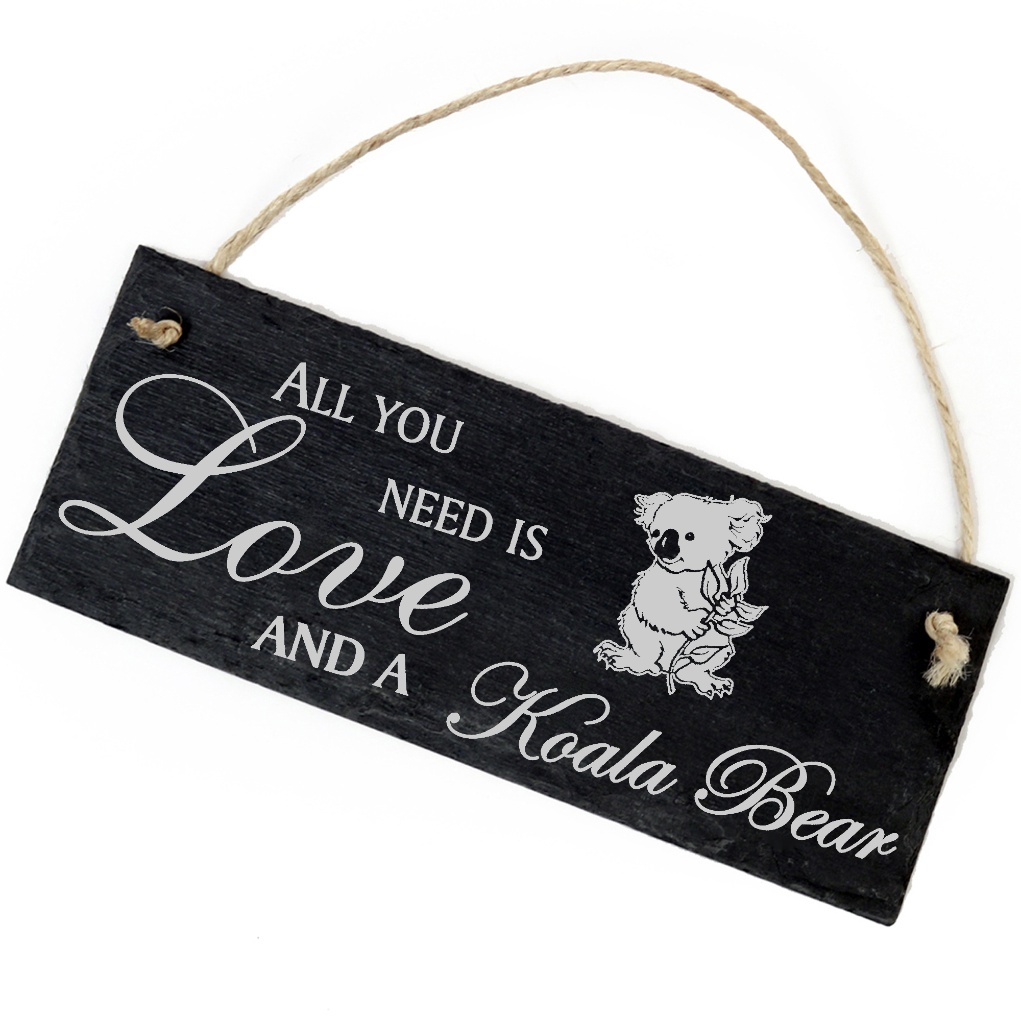 Schiefertafel Deko Koala mit Blatt Schild 22 x 8 cm - All you need is Love and a Koala Bear