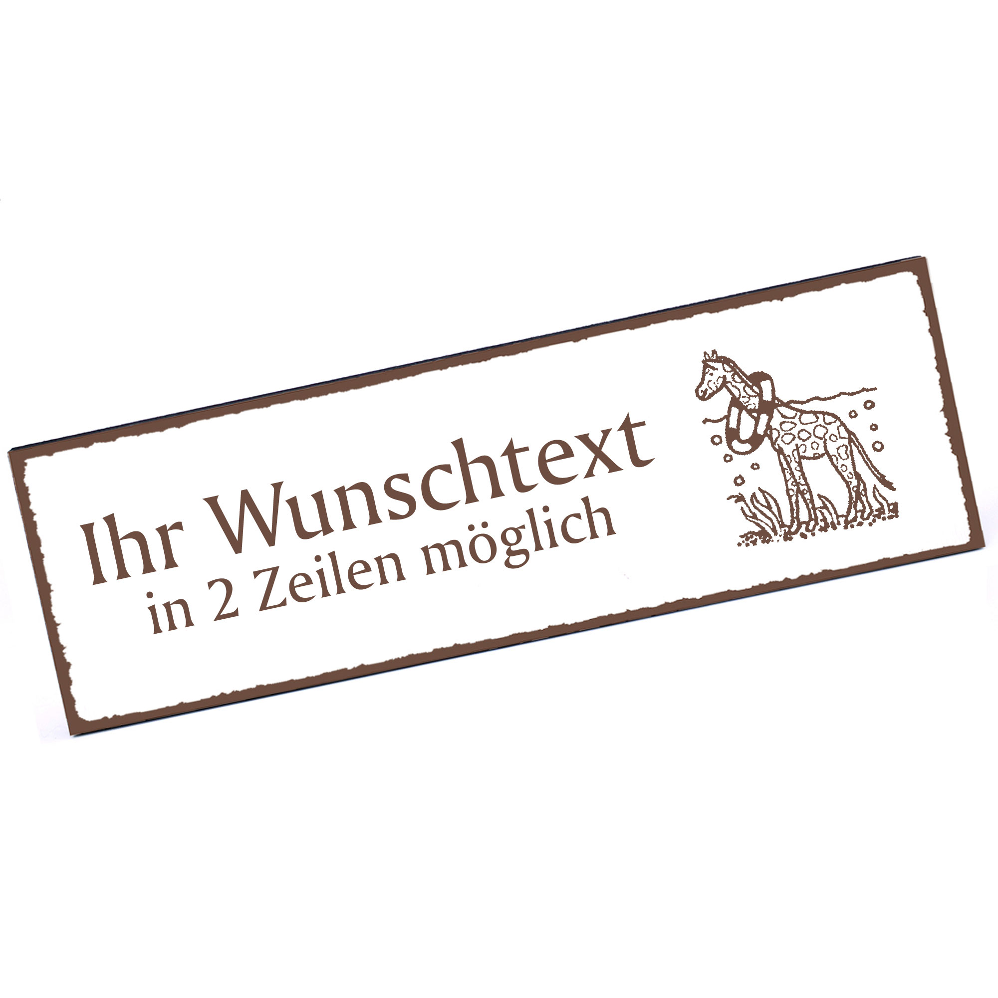 Türschild Giraffe mit Schwimmreifen  Namensschild personalisiert mit Gravur - 150mm x 50mm - selbstk