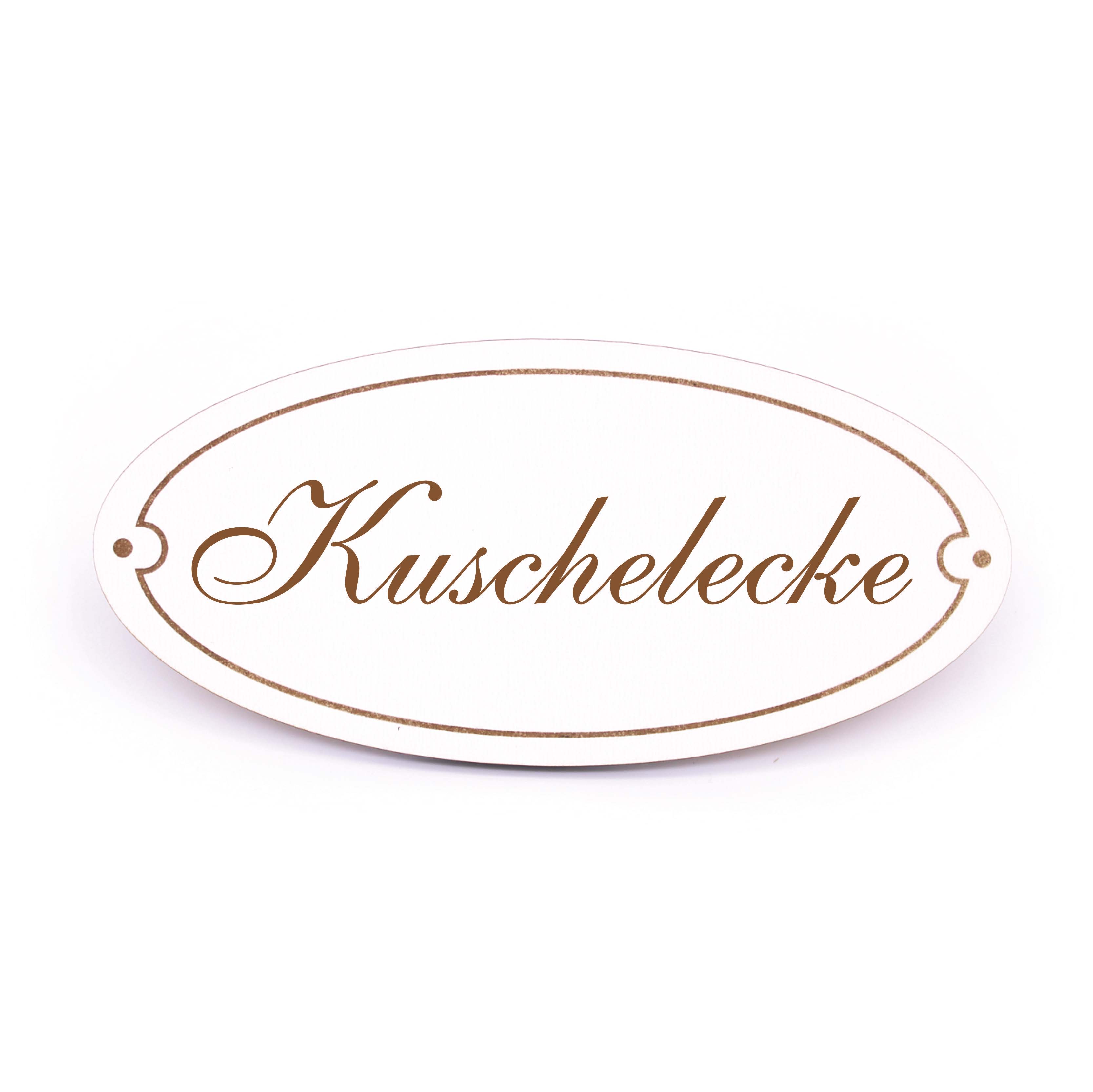Ovales Türschild Kuschelecke - selbstklebend - 15 x 7 cm