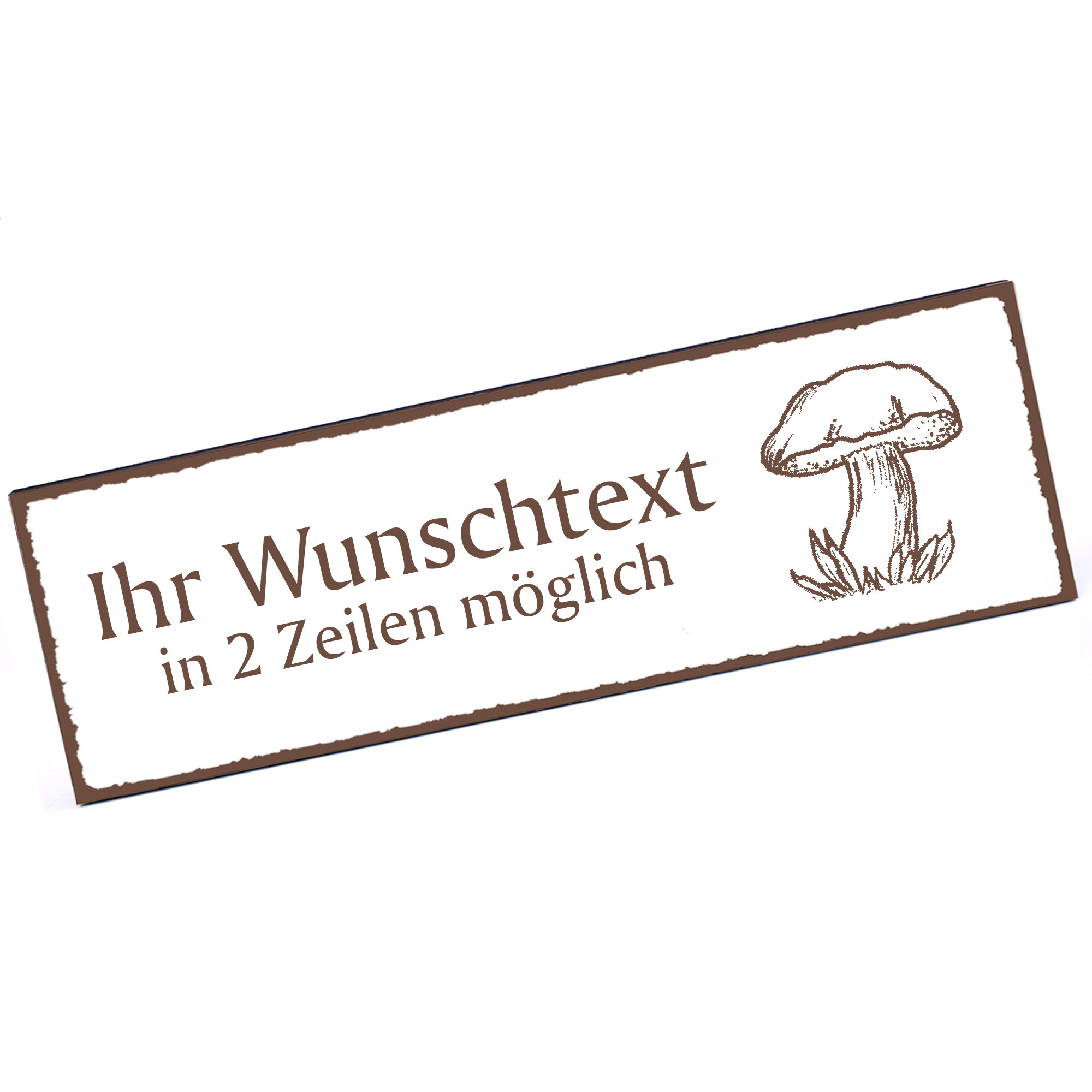 Türschild Pilzmarone  Namensschild personalisiert mit Gravur - 150mm x 50mm - selbstklebend