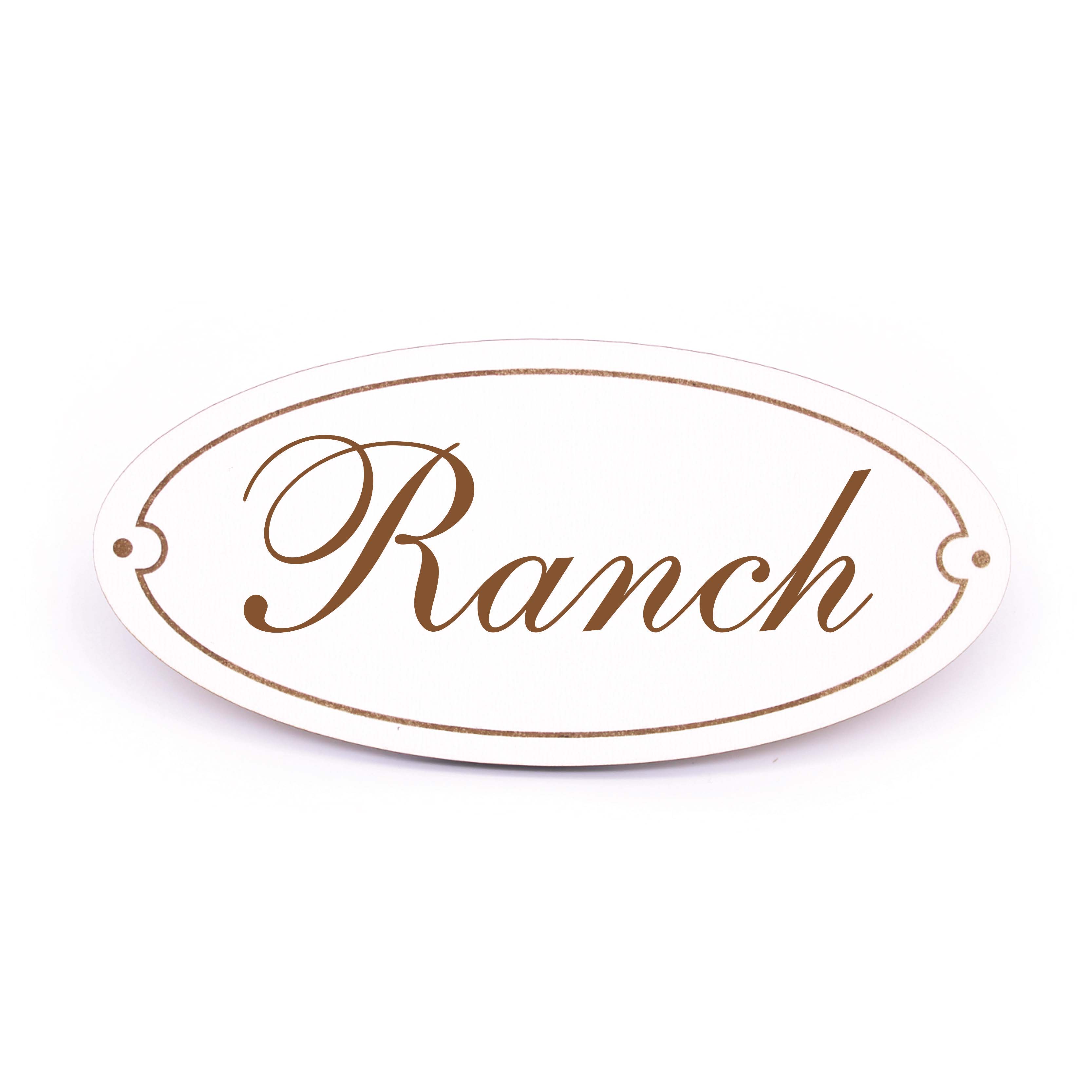 Ovales Türschild Ranch - selbstklebend - 15 x 7 cm