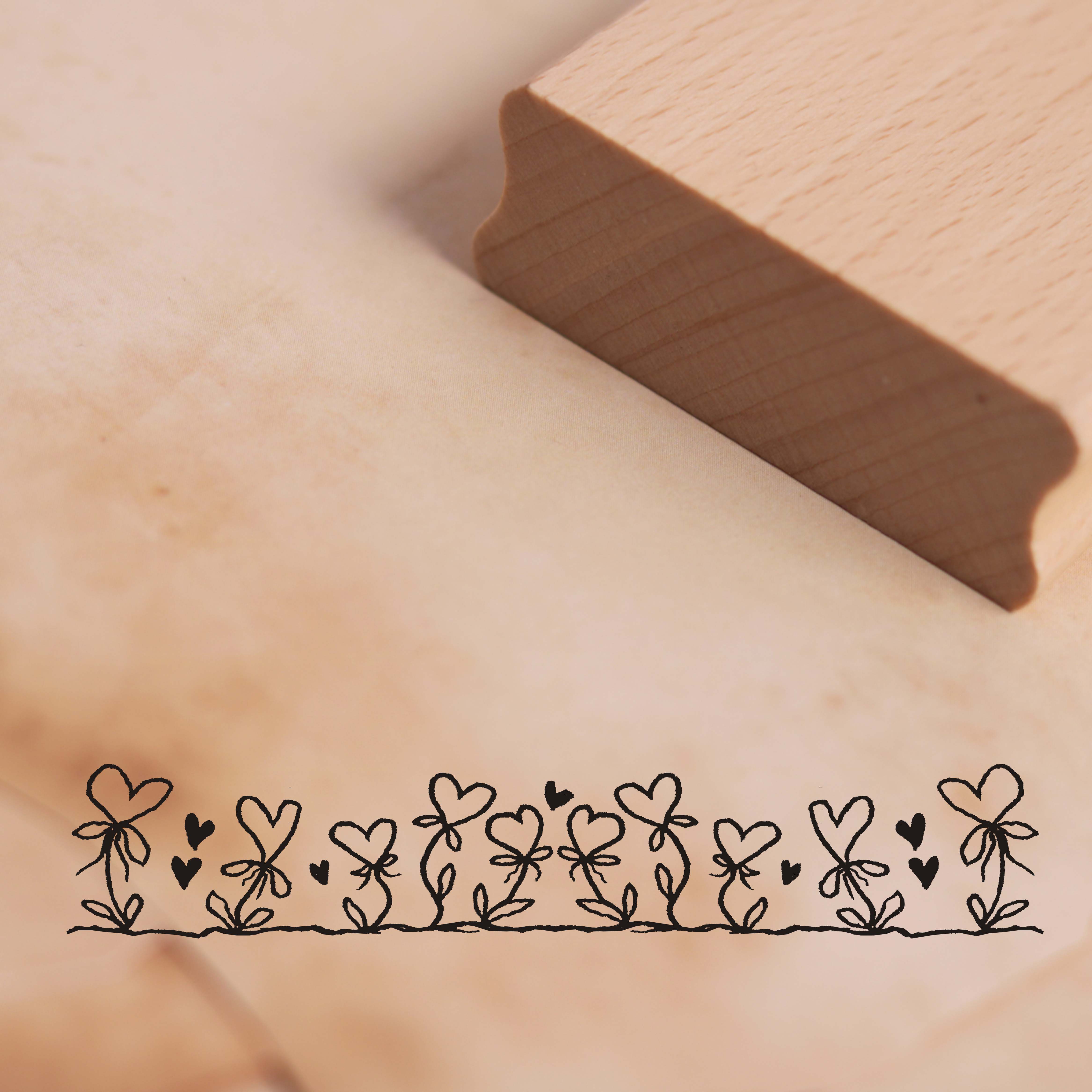 Motivstempel Herz Blumen Bordüre Stempel 98mm x 18mm
