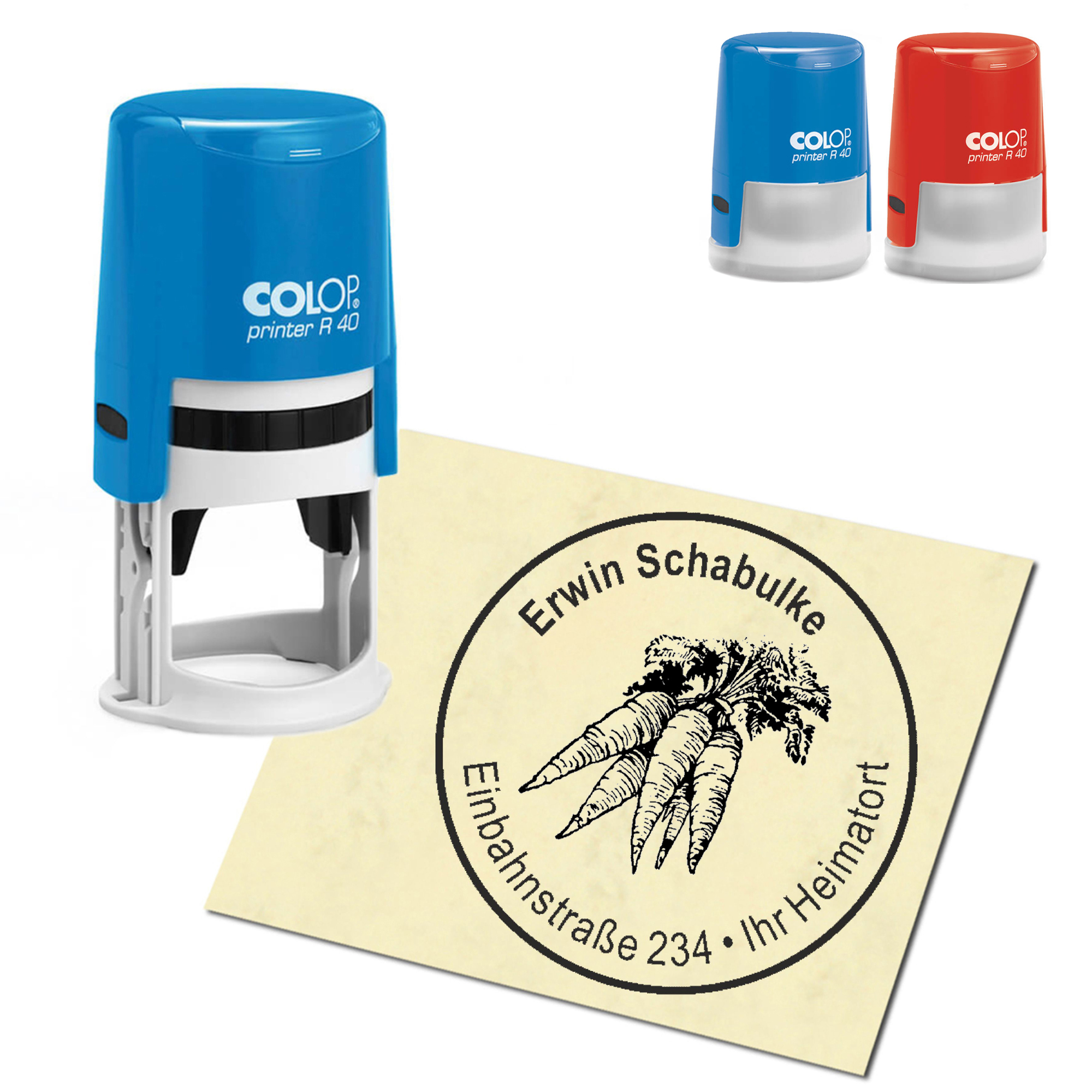 Stempel Adressstempel personalisiert - Karotten - rund &empty; 40mm