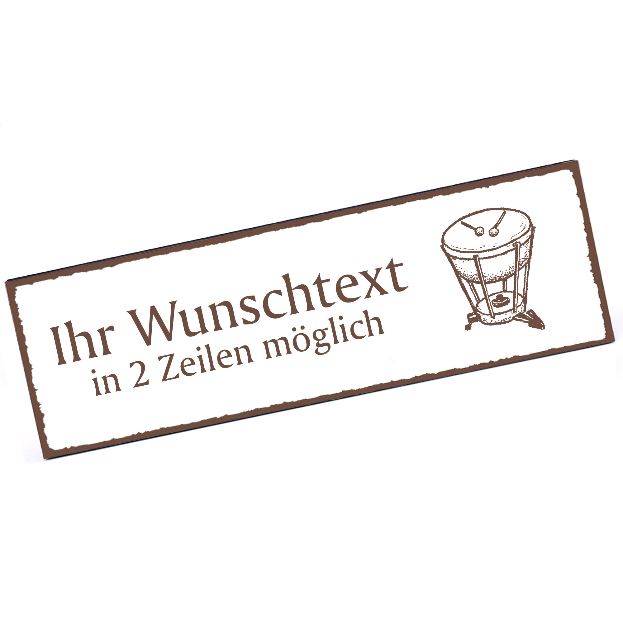 Türschild Pauke  Namensschild personalisiert mit Gravur - 150mm x 50mm - selbstklebend