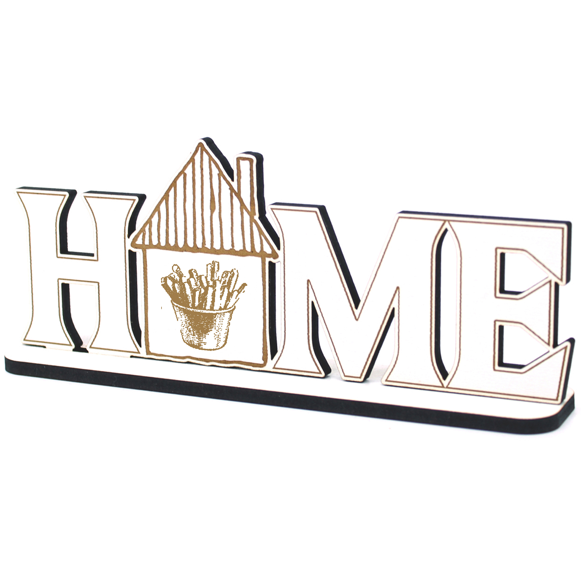 Deko Home Aufsteller Holz - Pommes - 28x12 cm Holzdeko