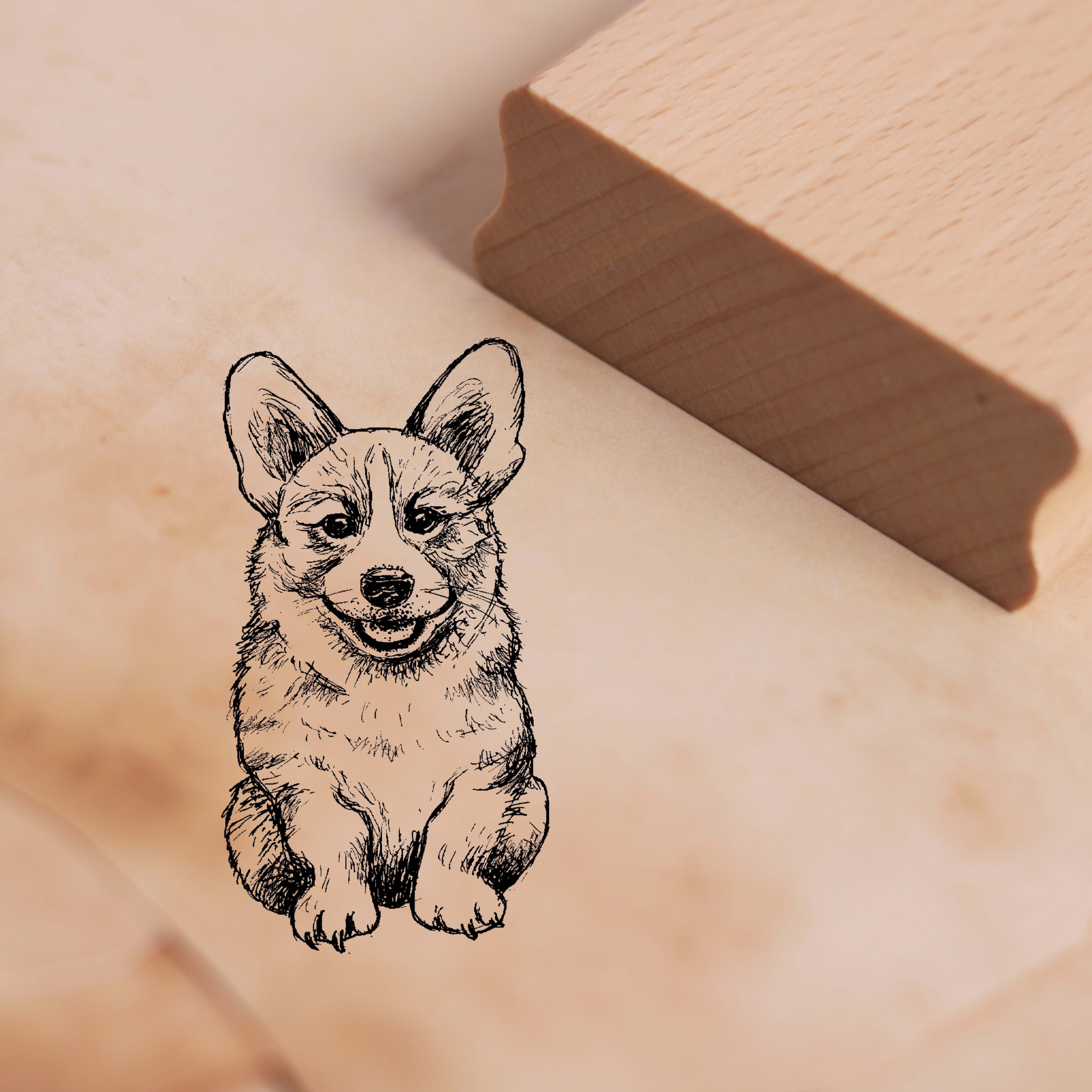 Motivstempel Sitzender Welsh Corgi Stempel Hund 26 x 48 mm