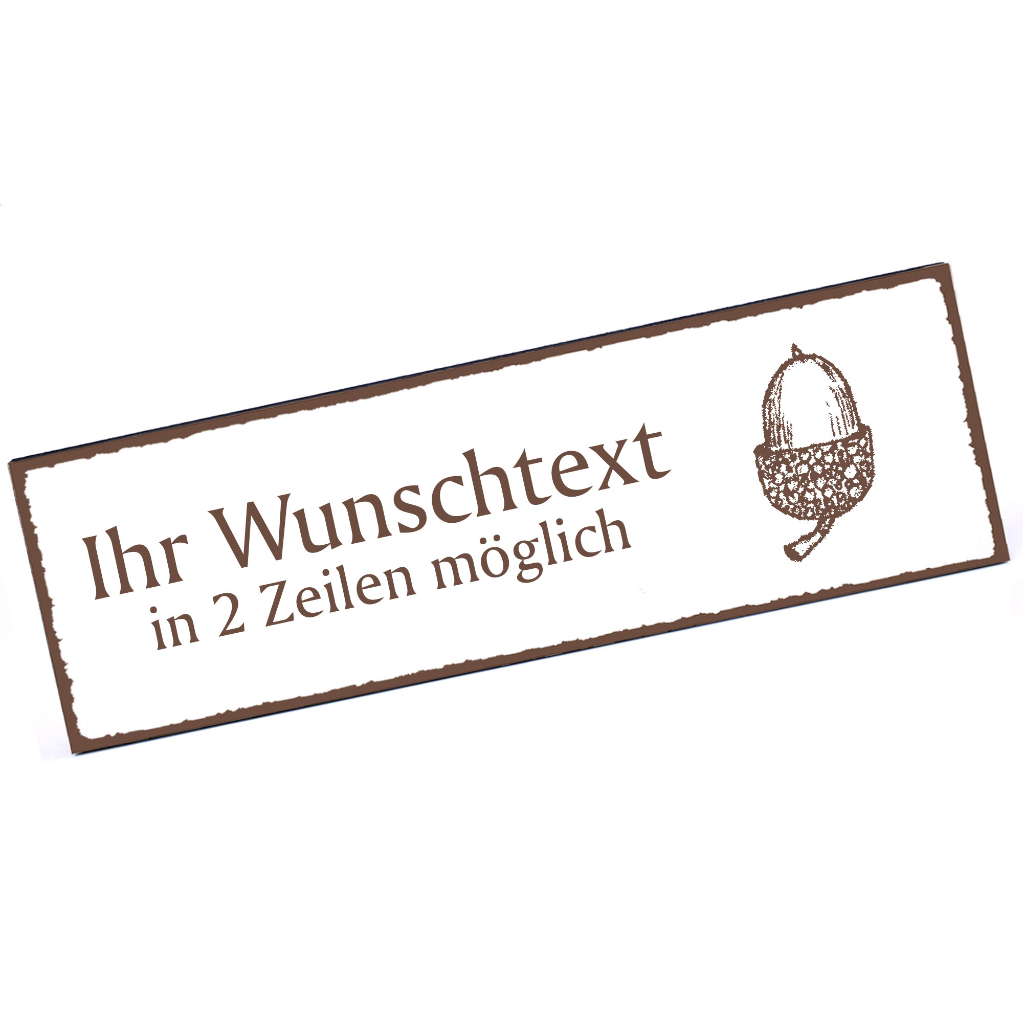 Türschild Eichel  Namensschild personalisiert mit Gravur - 150mm x 50mm - selbstklebend