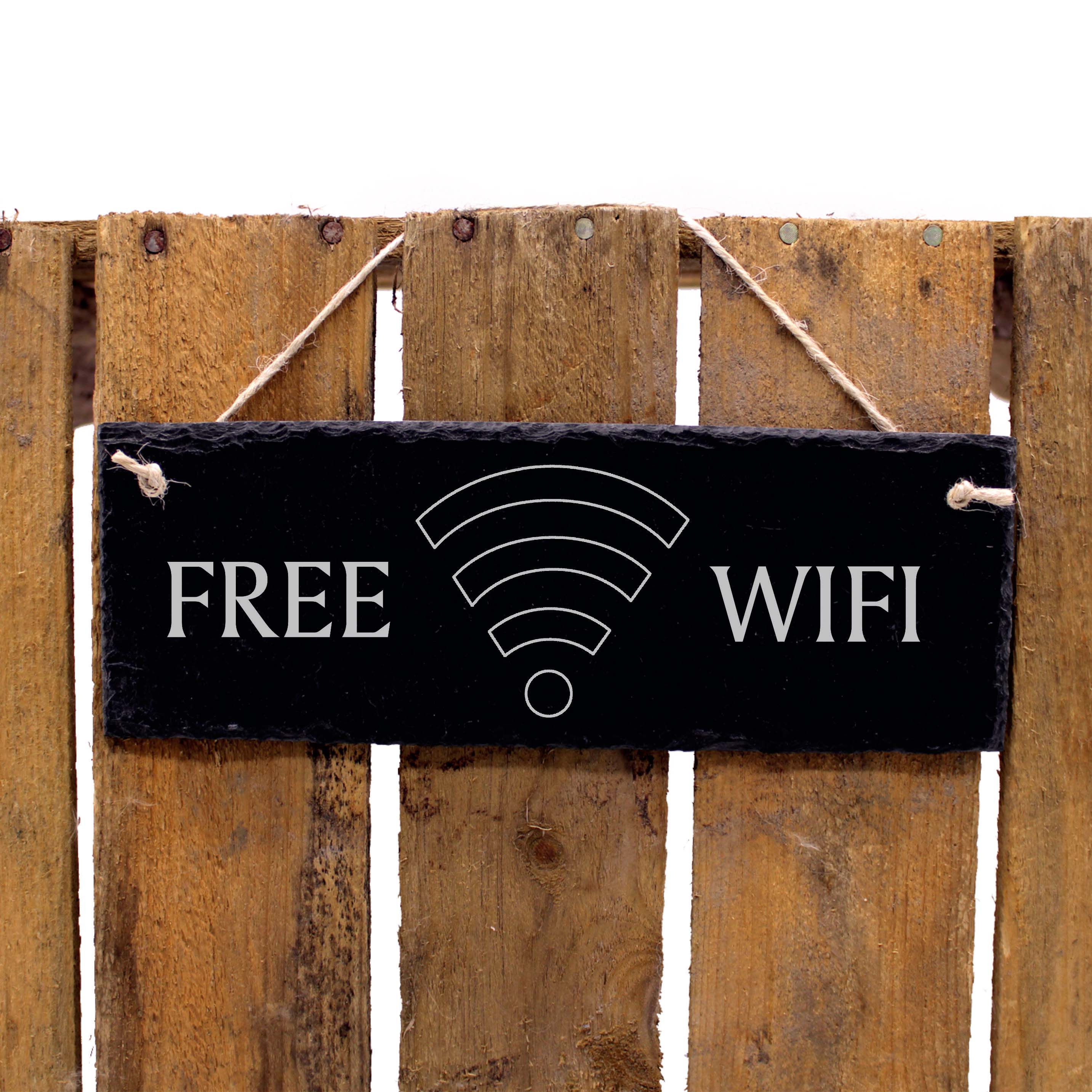 Schiefertafel Free WIFI - WLAN Schild 22 x 8 cm wetterfest