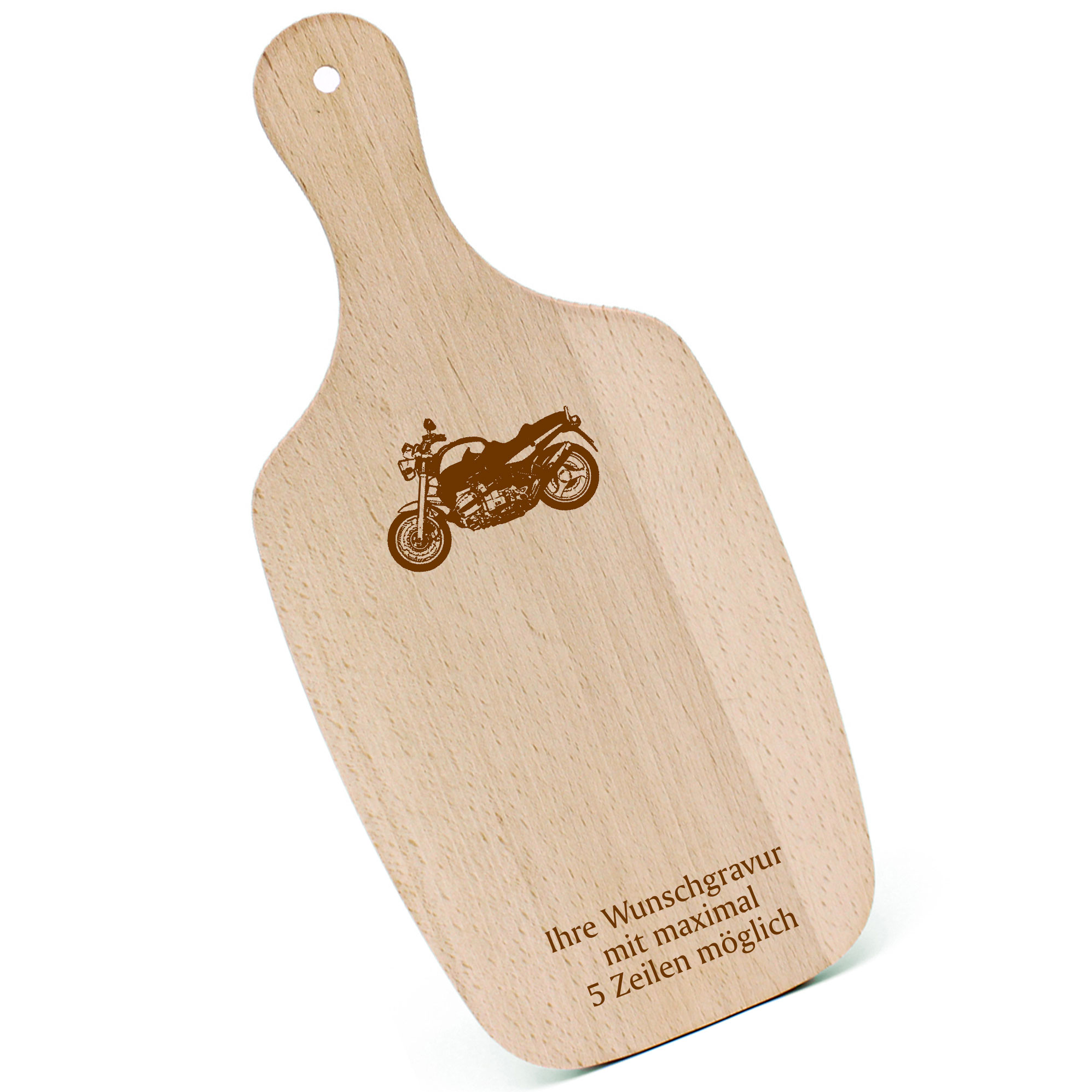 Schneidebrett Frühstücksbrettchen - Motorrad - mit Griff 330x150mm