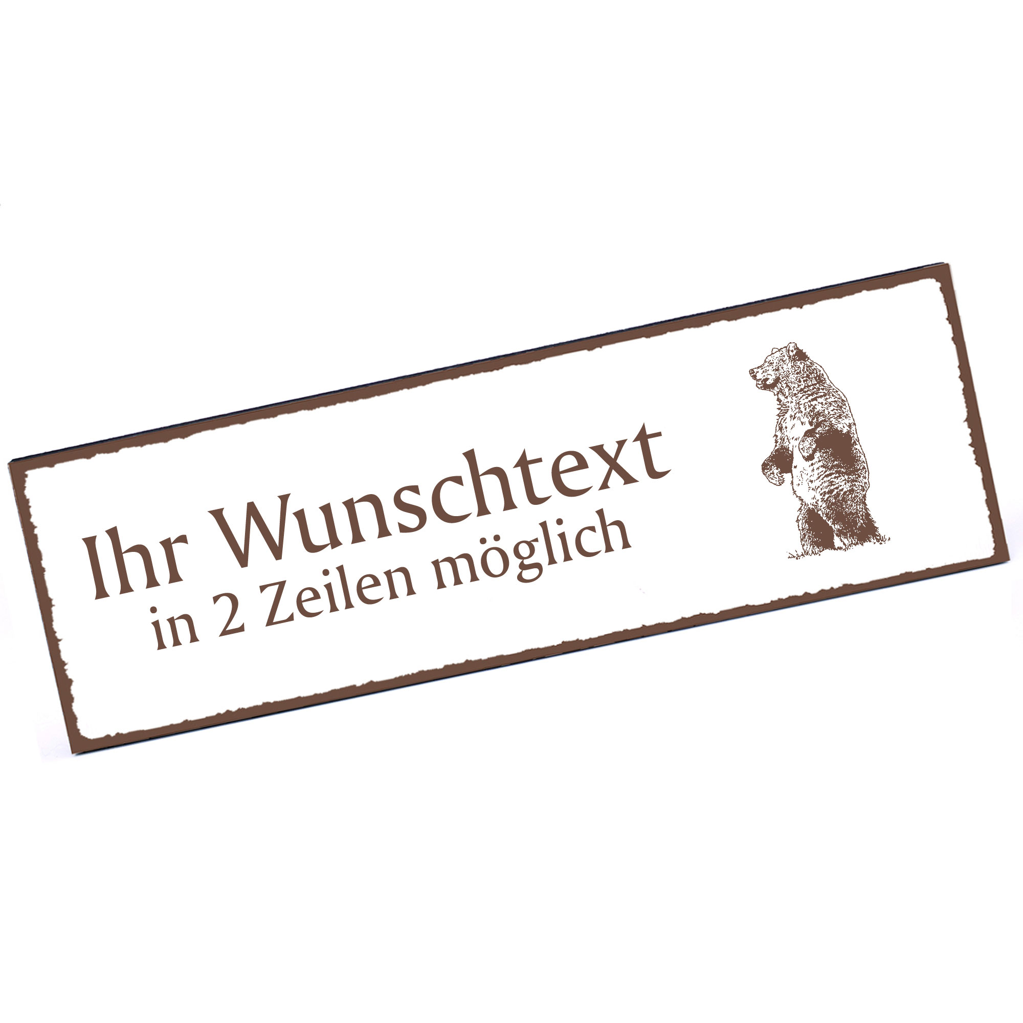 Türschild stehender Bär  Namensschild personalisiert mit Gravur - 150mm x 50mm - selbstklebend
