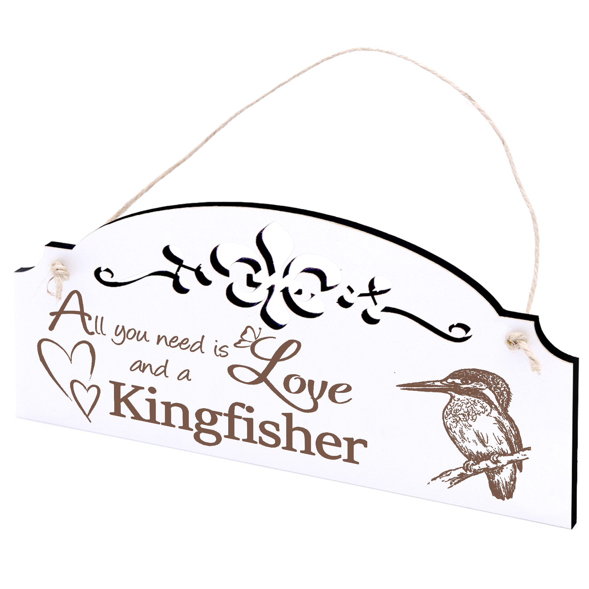 Schild Eisvogel Deko 20x10cm - All you need is Love and a Kingfisher - Holz
