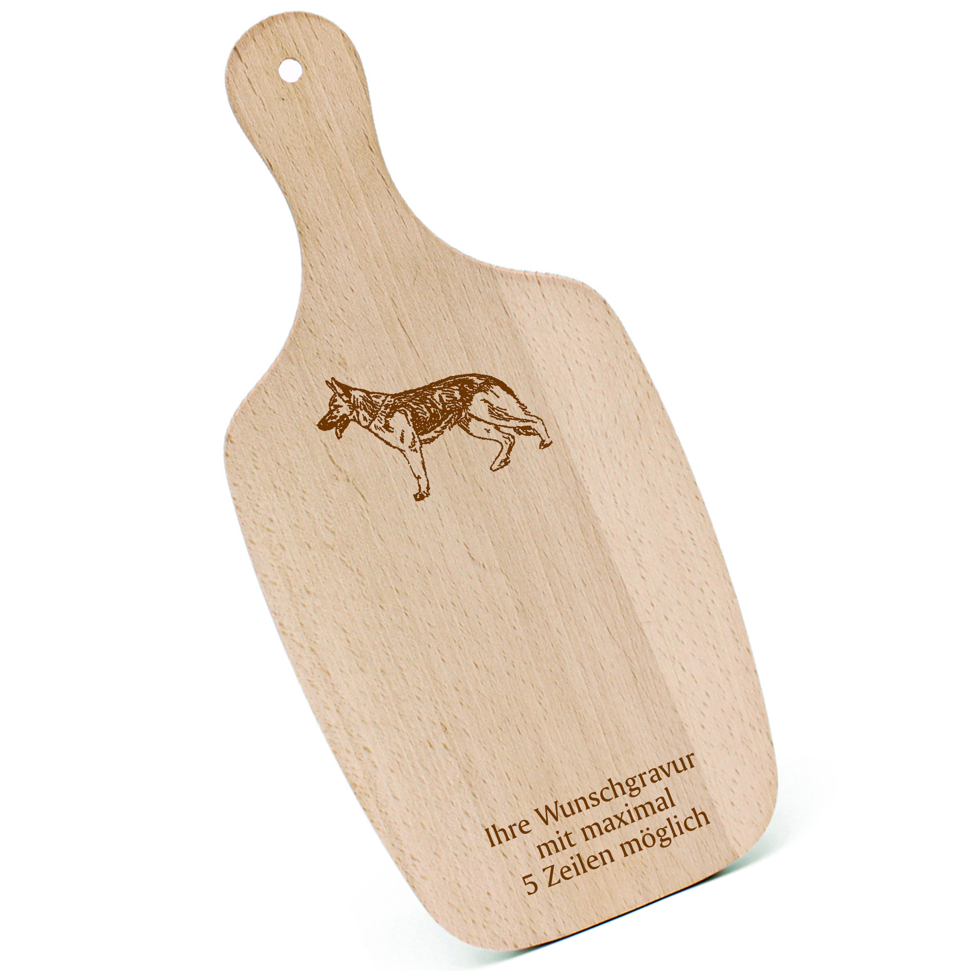Schneidebrett Frühstücksbrettchen - Deutscher Schäferhund - mit Griff 330x150mm